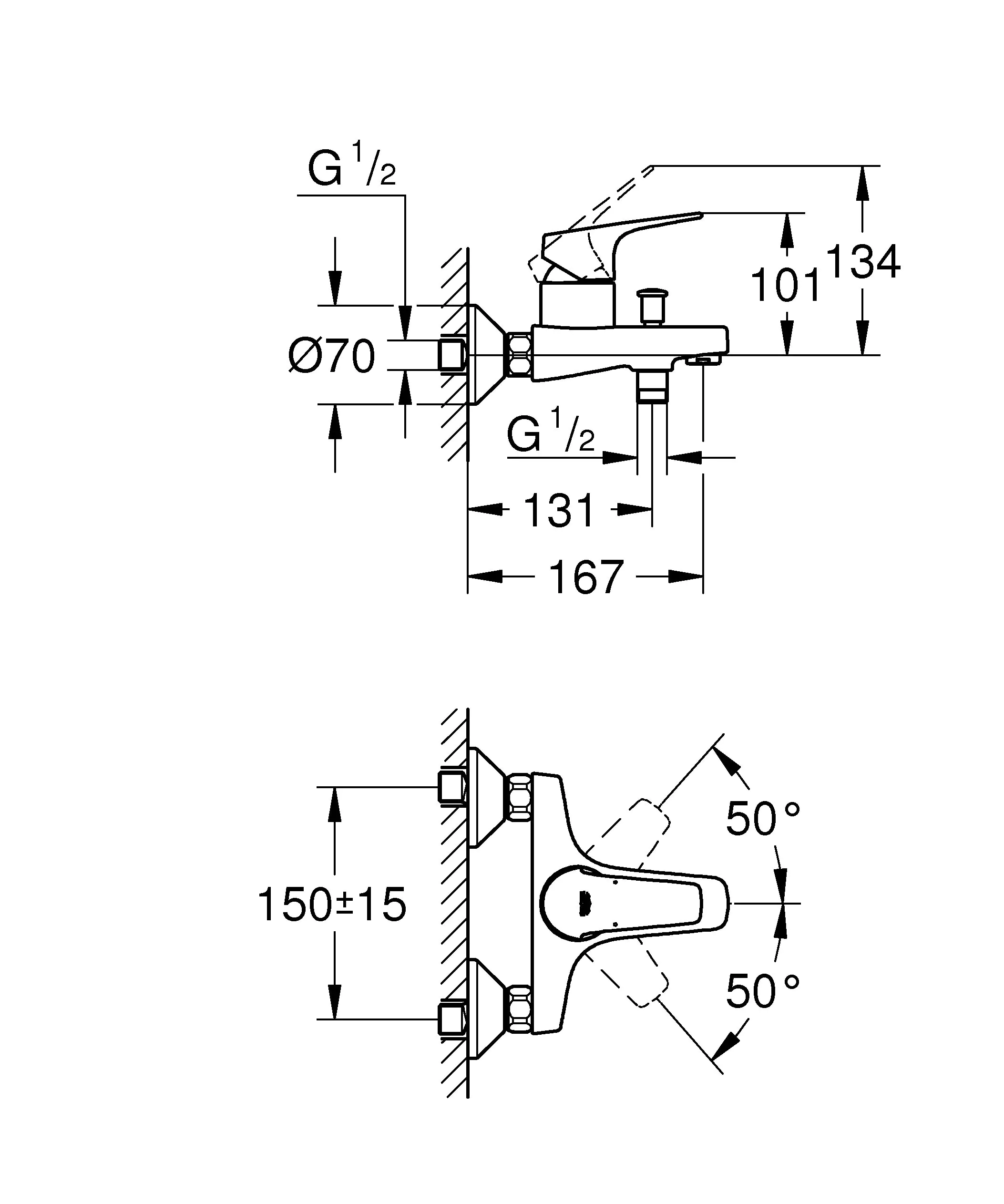 Grohe Start Flow Wannenarmatur verchromt automatische Umstellung Grohe Start Flow Wannenarmatur verchromt automatische Umstellung
