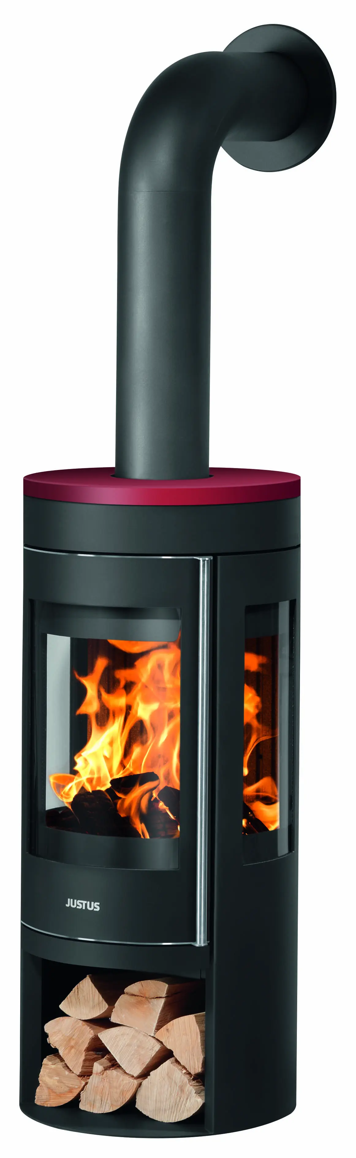Justus Kaminofen Mino Trios 2.0 Stahl schwarz mit Abdeckplatte Keramik bordeauxrot 5,5 kW Justus Kaminofen Mino Trios 2.0 Stahl schwarz mit Abdeckplatte Keramik bordeauxrot 5,5 kW