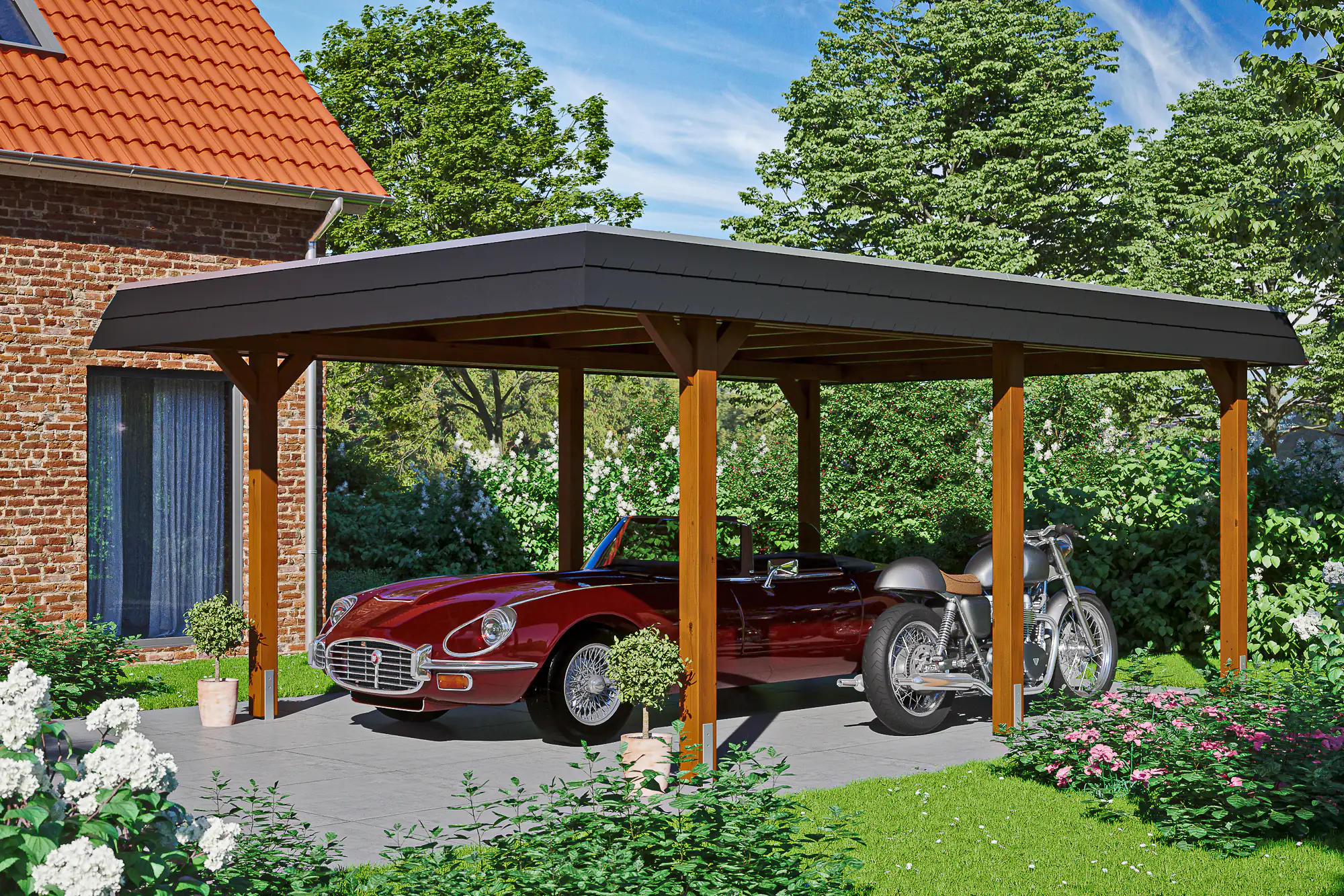 SKAN HOLZ Carport Wendland 409 x 628 cm mit EPDM-Dach