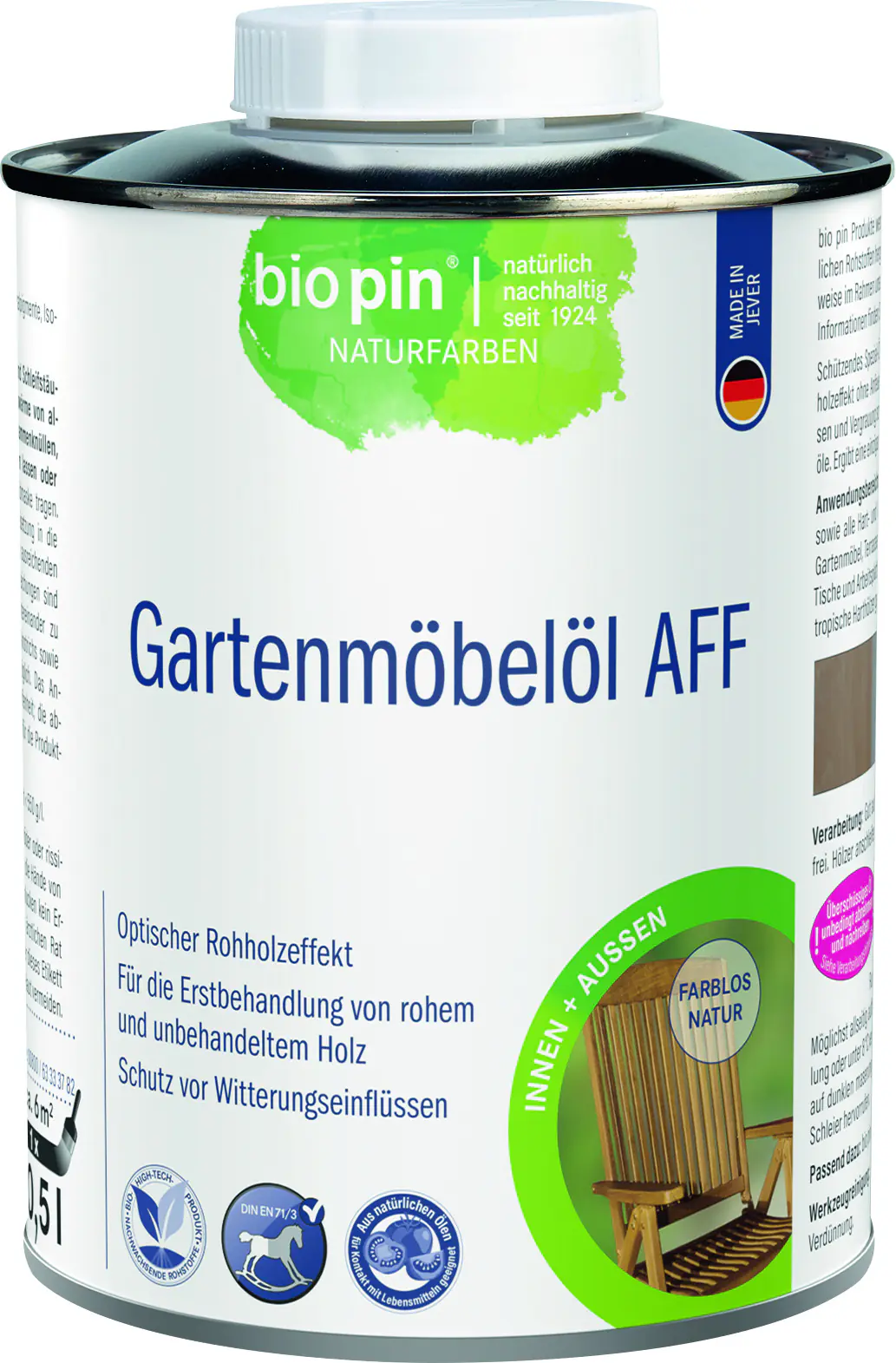 Biopin Naturfarben Gartenmöbelöl AFF 500 ml farblos