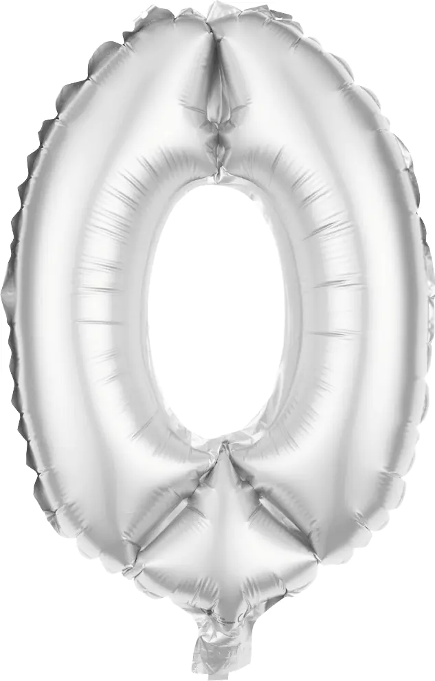 Folienballon Zahl 0 silber 100 cm