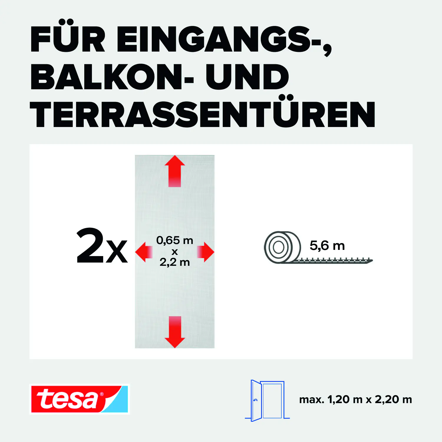 tesa Fliegengitter Tür 65 x 220 cm weiß kürzbar 2 Stück