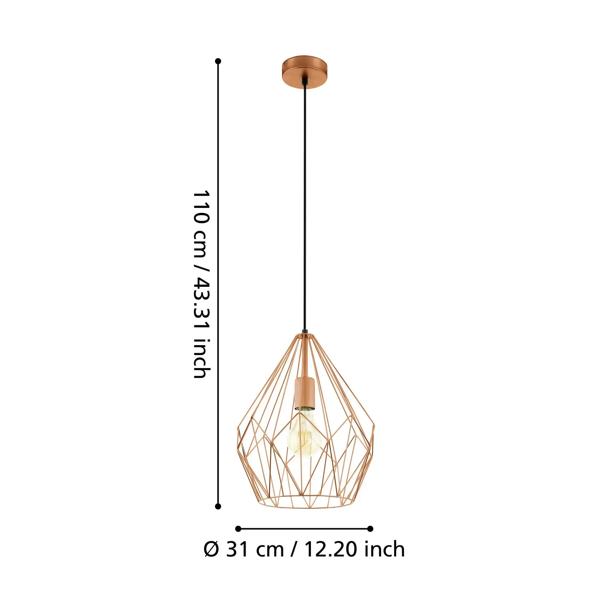 Eglo Pendelleuchte Carlton kupfer Ø 31 cm E27