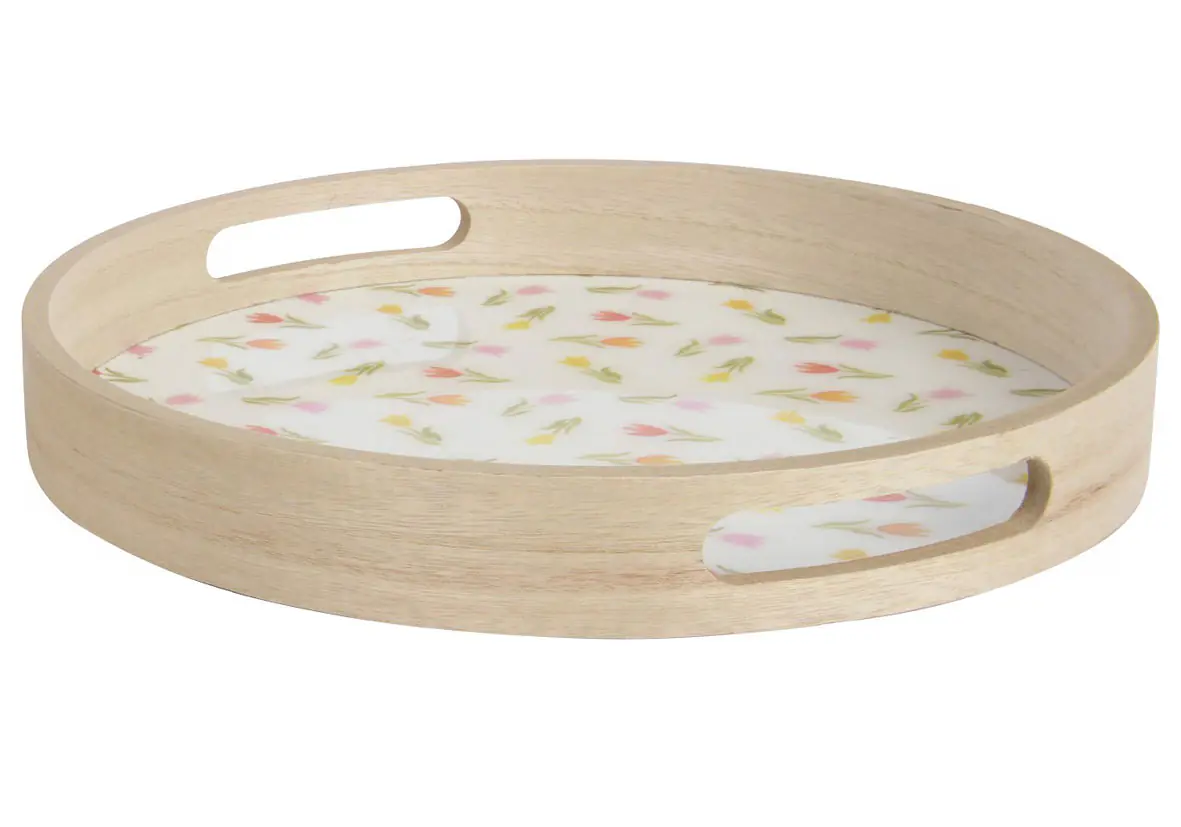 Decoris Tablett Ø 30 x 4 cm weiß-bunt