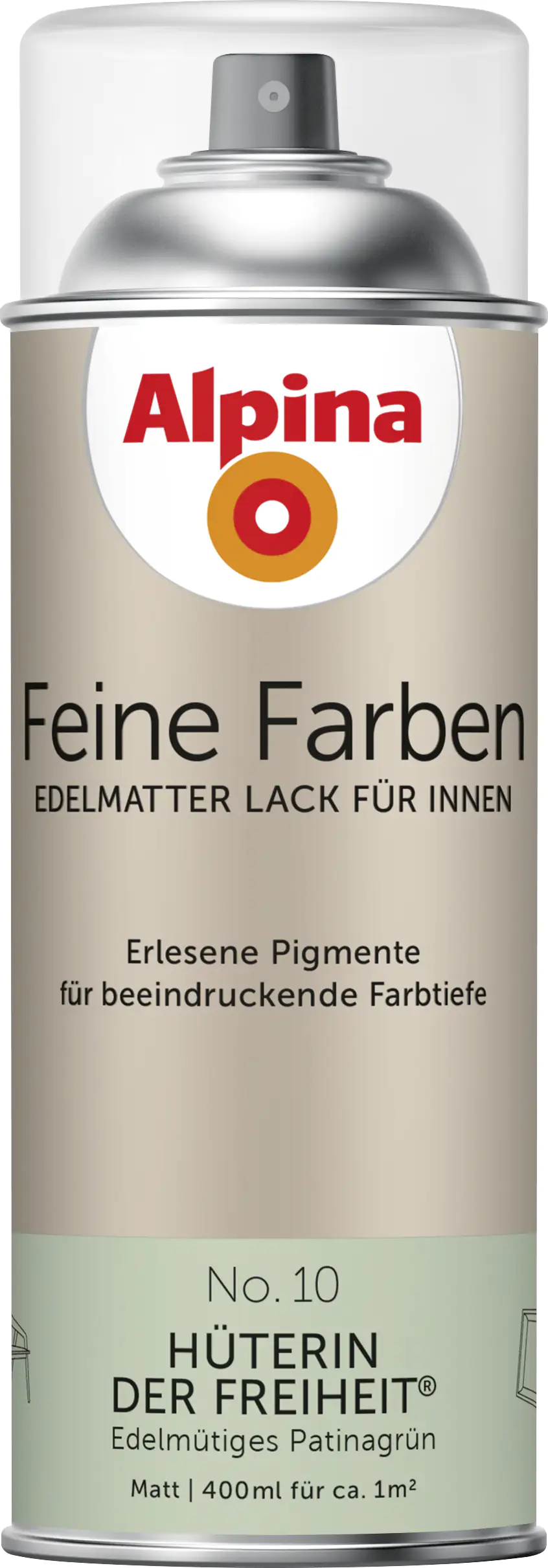 4001244764624 Alpina Feine Farben Sprühlack No. 10 Hüterin der Freiheit  patinagrün edelmatt 400 ml
