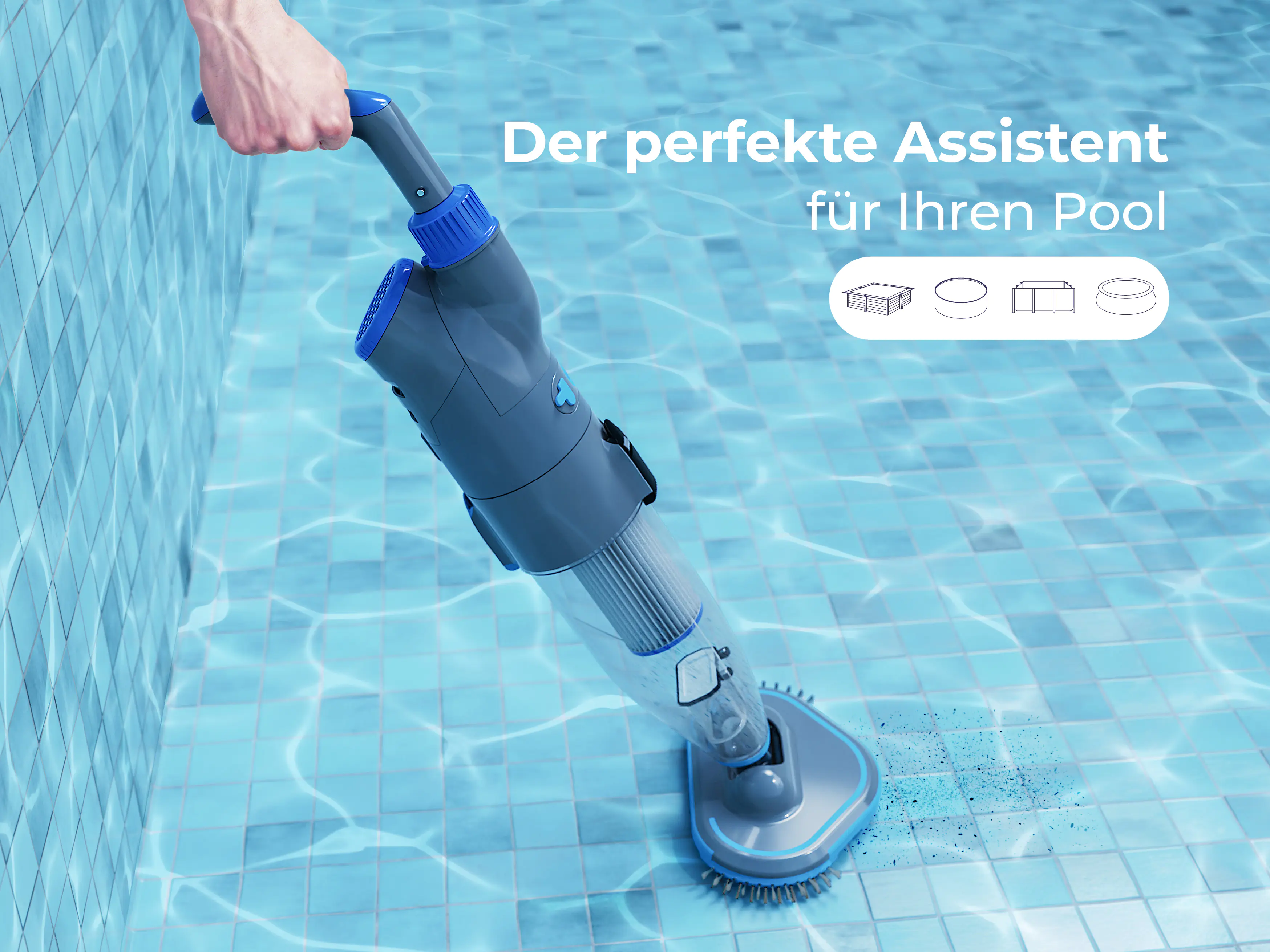 Gre Elektrischer Reiniger für Einbau und Aufstellbecken 84,5 x 30 x 21 cm