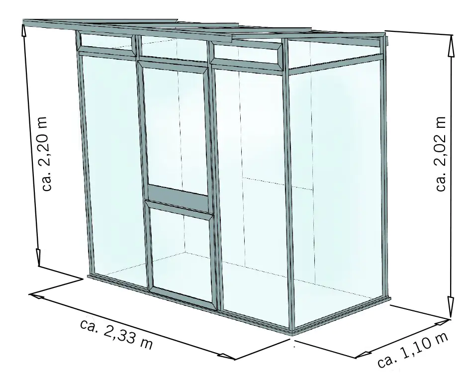 KGT Gewächshaus Linea I 1,10 x 2,33 m, pressblank KGT Gewächshaus Linea I 1,10 x 2,33 m, pressblank