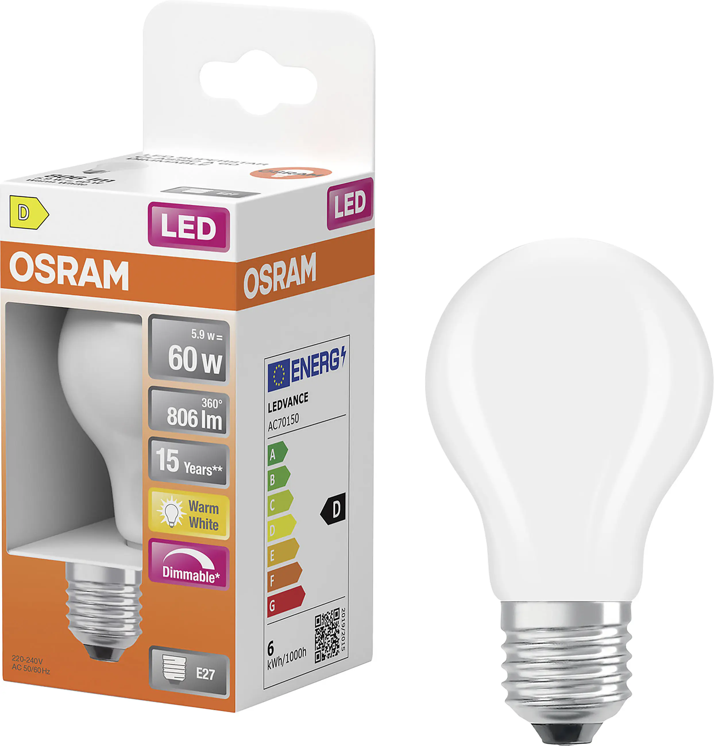 Osram LED Leuchtmittel E27 Superstar Classic 5,9W matt dimmbar warmweiß Osram LED Leuchtmittel E27 Superstar Classic 5,9W matt dimmbar warmweiß