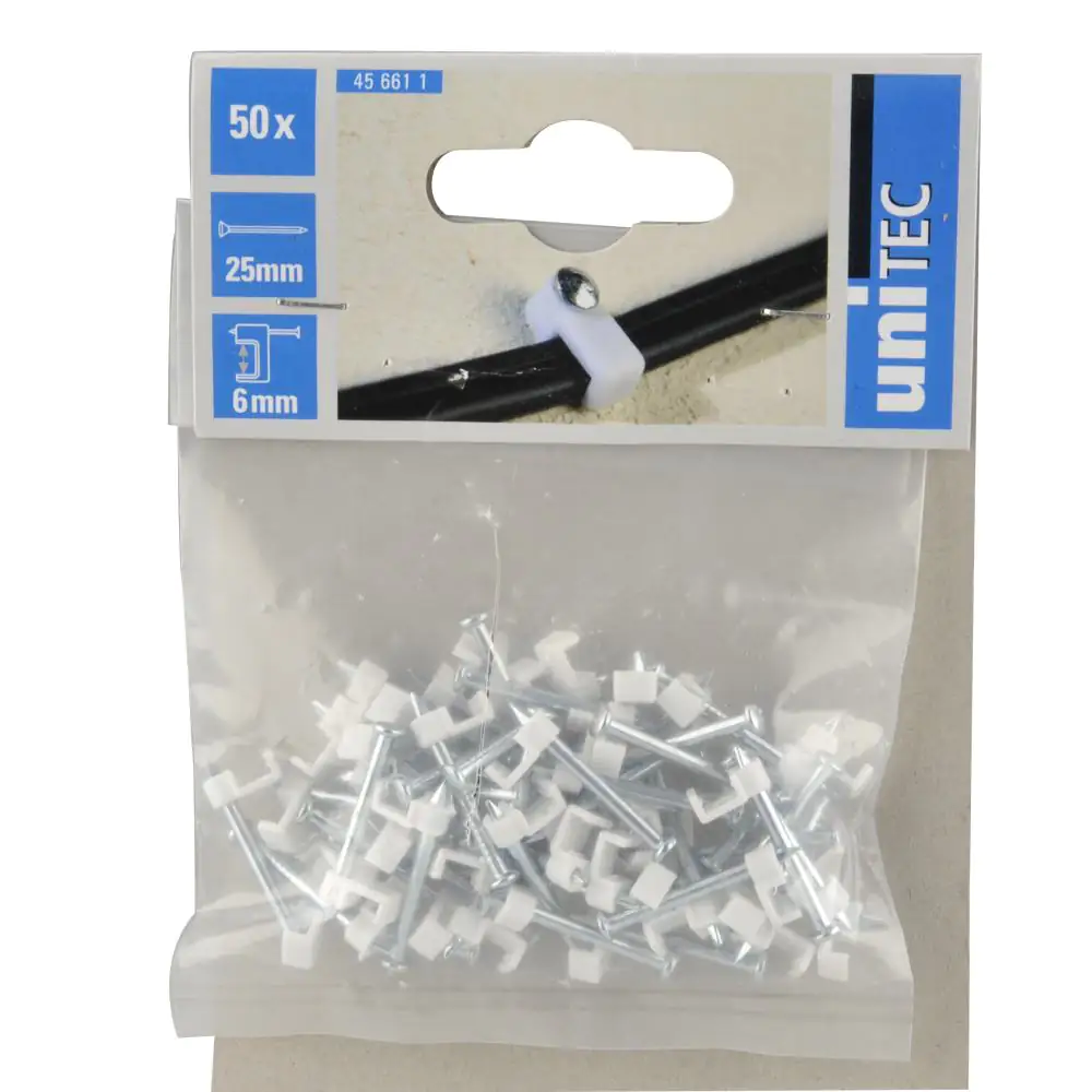 Nagelschelle für Zwillingsleitung weiß 50x