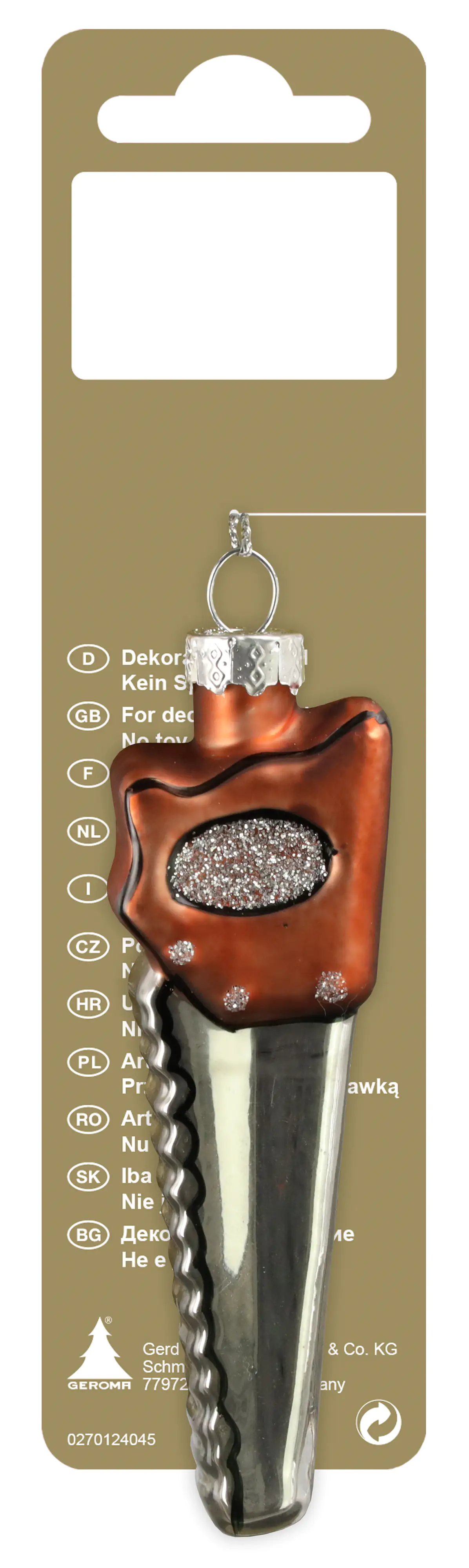 Weihnachtshänger Säge silber braun 10 x 1,5 x 3 cm Weihnachtshänger Säge silber braun 10 x 1,5 x 3 cm