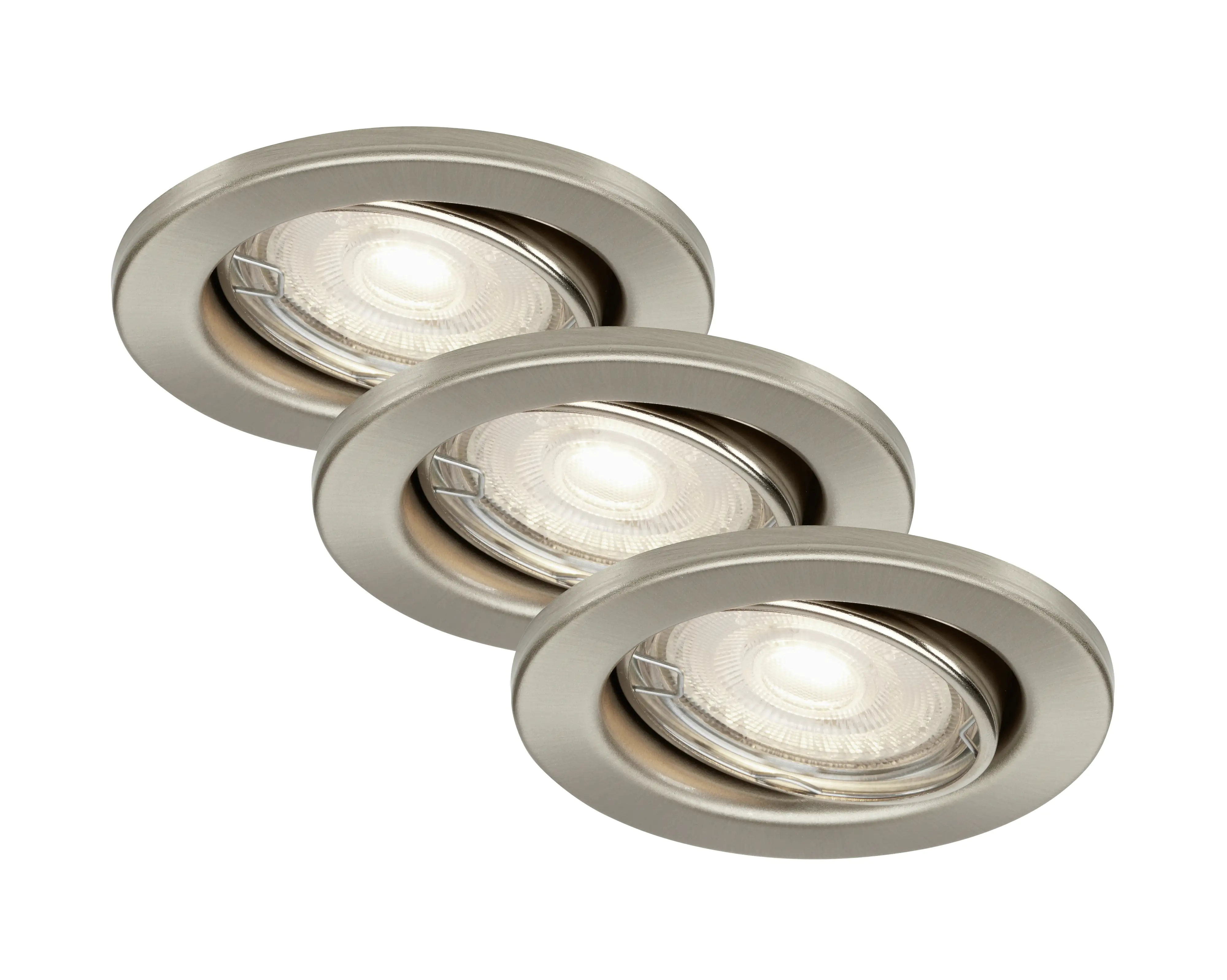 Di-Ka LED Einbauleuchte Sten 3er Set nickel-matt Ø 8,5 cm GU10 5 W