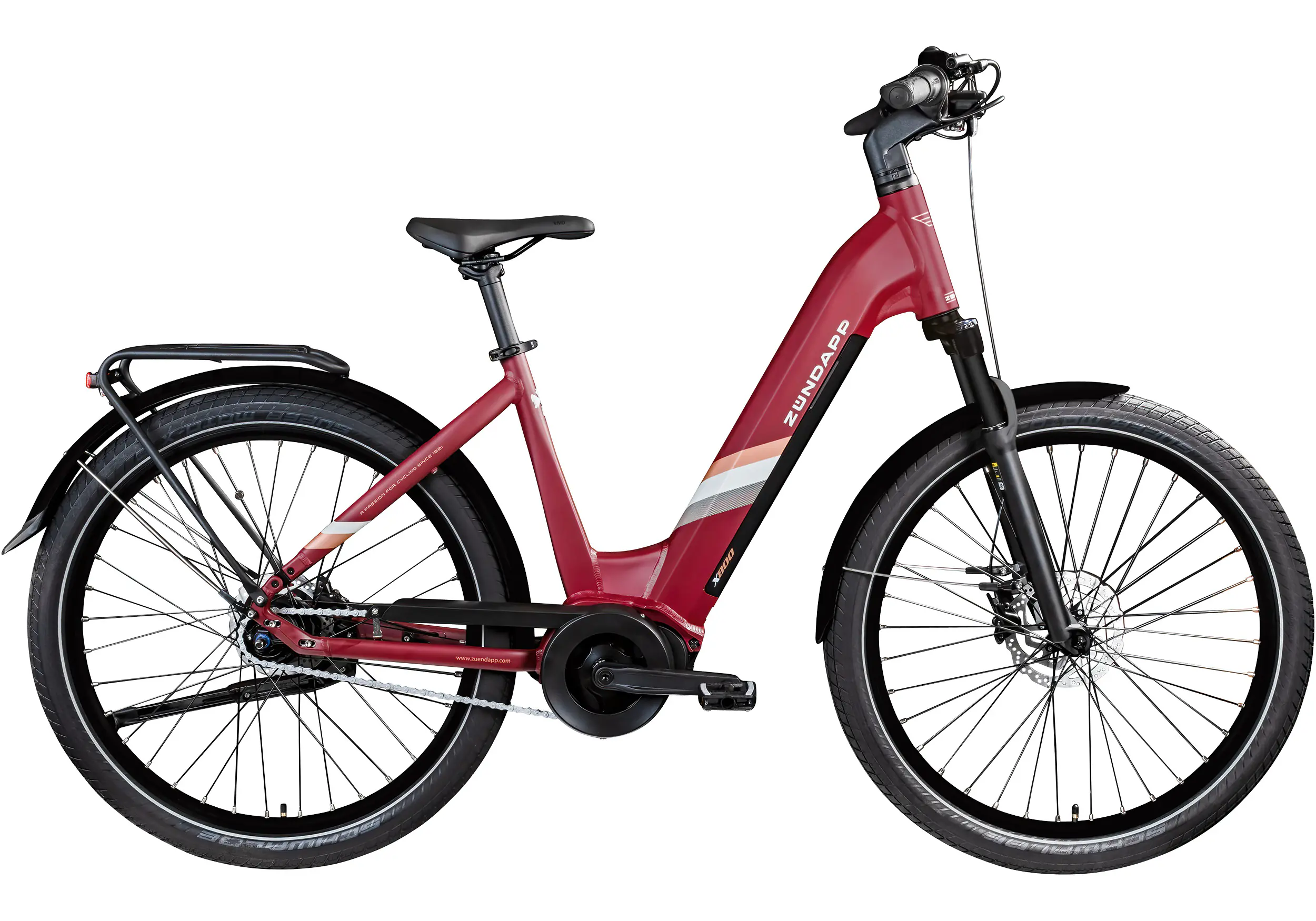 Zündapp E-Bike City X800 27,5 Zoll 7-Gang 550 Wh weinrot