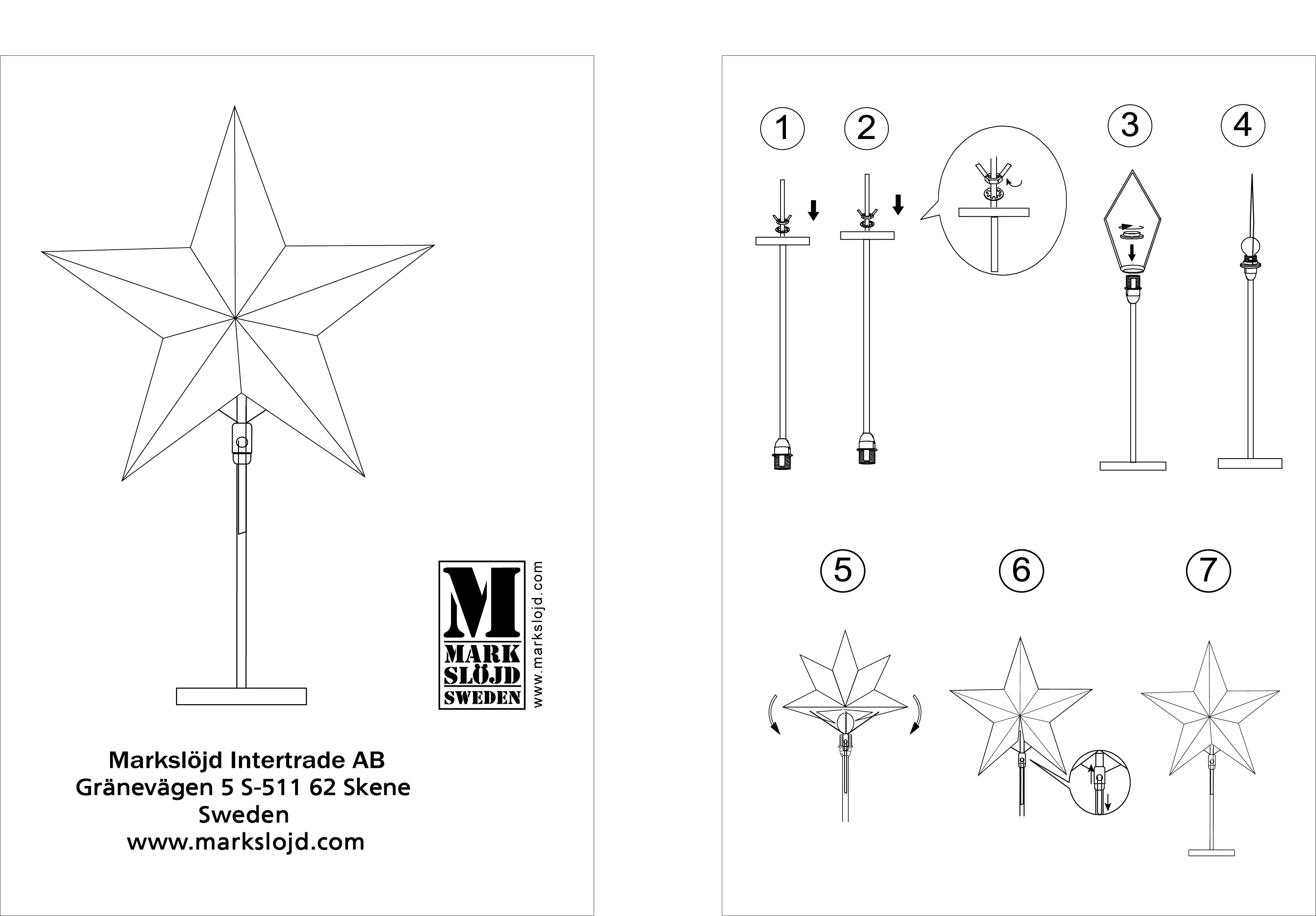 Markslöjd Standstern MIKKE Ø x H: 45 x 65 cm, Weiß Markslöjd Standstern MIKKE Ø x H: 45 x 65 cm, Weiß