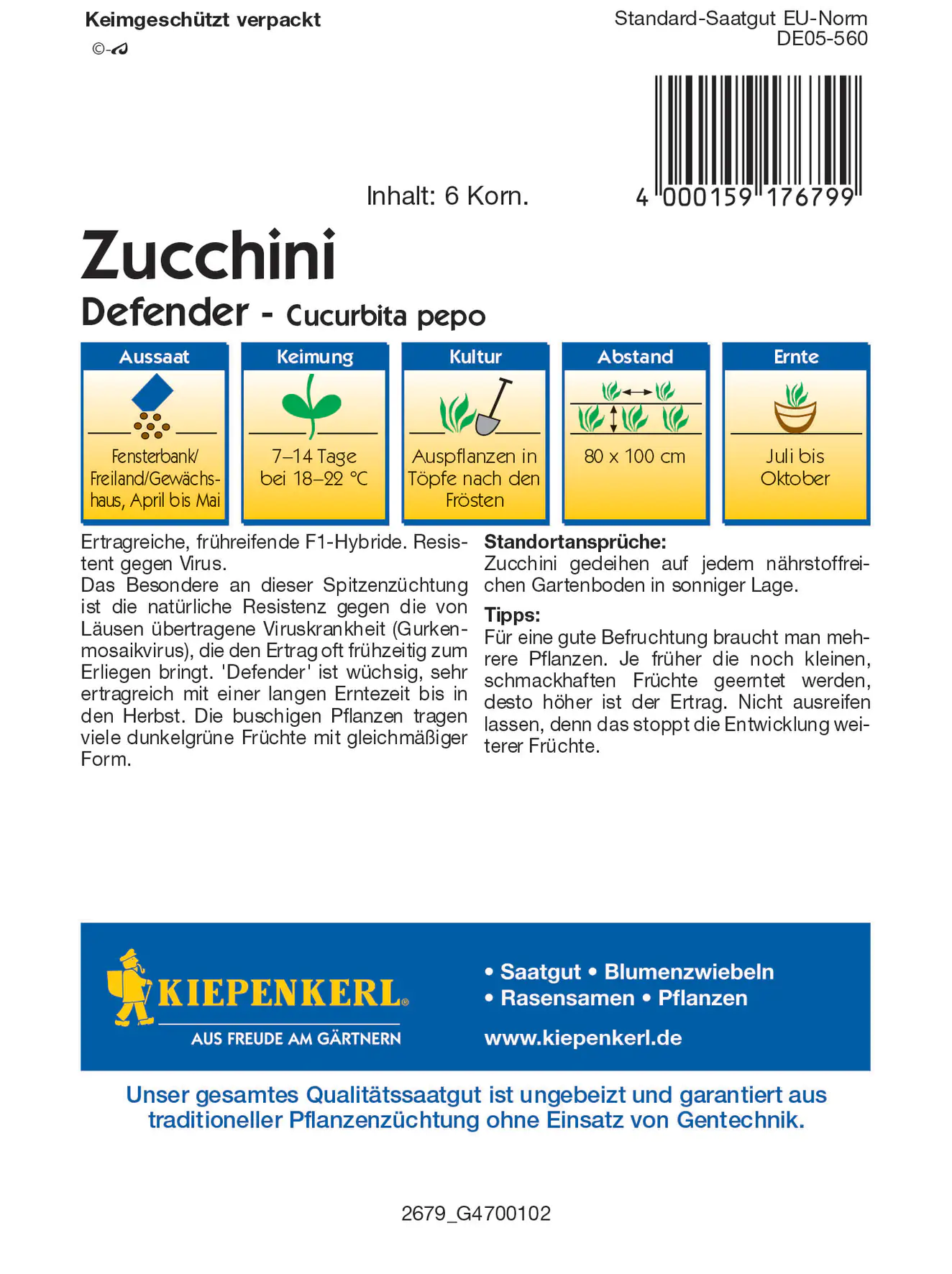 Kiepenkerl Zucchini Defender F1