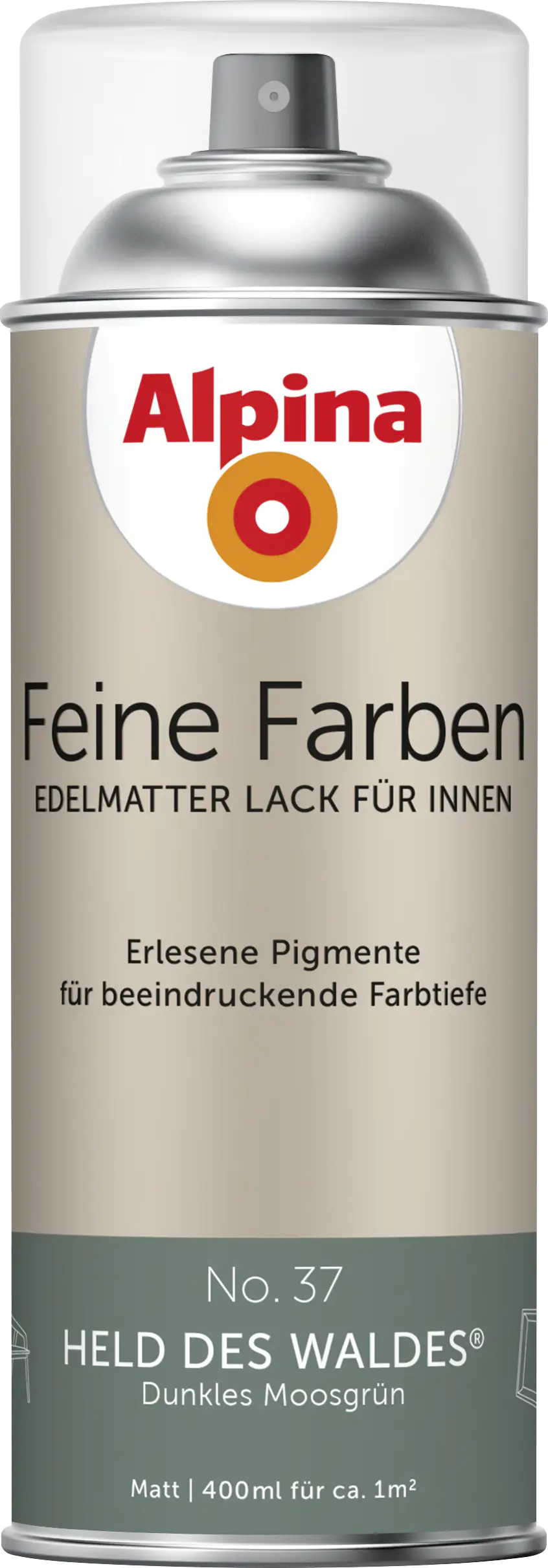 4001244764600 Alpina Feine Farben Sprühlack No. 37 Held des Waldes  moosgrün edelmatt 400 ml