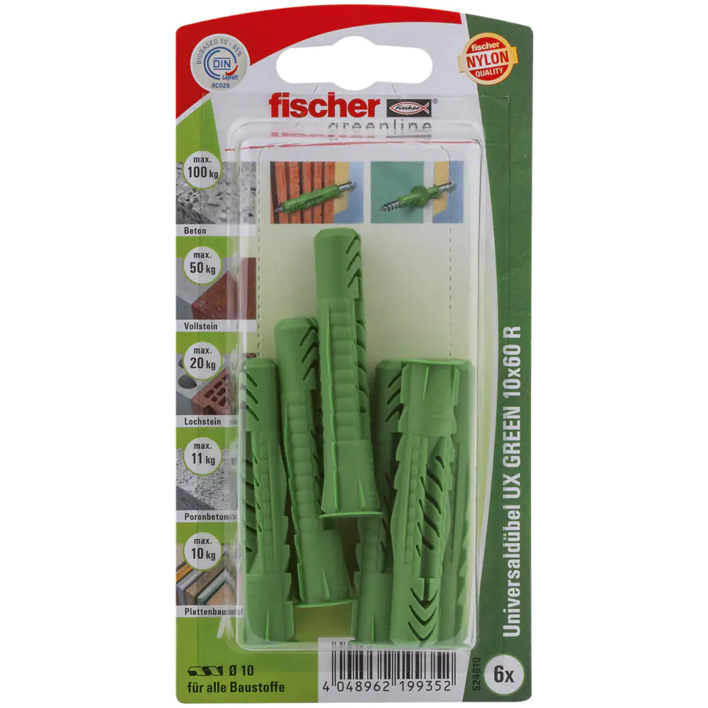 Fischer Universaldübel UX green 10.0 x 60 mm - 6 Stück