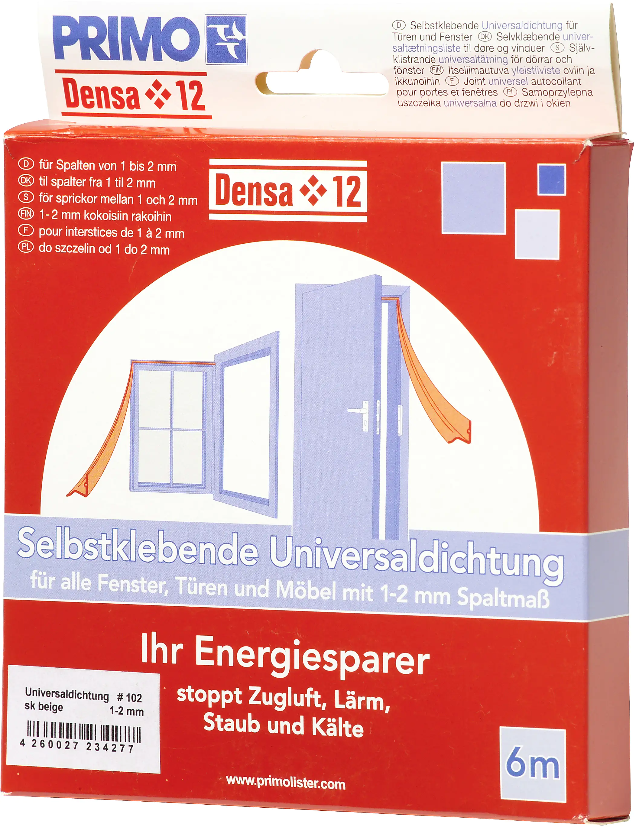 Primo Universaldichtung Densa 12 beige, für Türen + Fenster, 6 Meter Primo Universaldichtung Densa 12 beige, für Türen + Fenster, 6 Meter