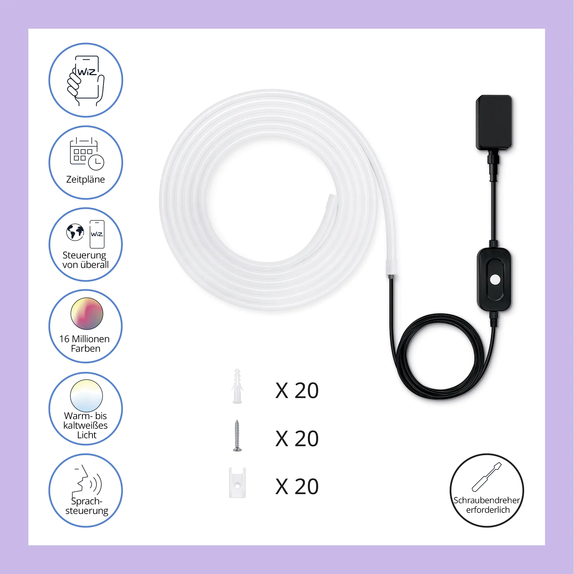 WiZ LED-Streifen White & Color 1-flammig weiß Farbwechsler WiZ LED-Streifen White & Color 1-flammig weiß Farbwechsler