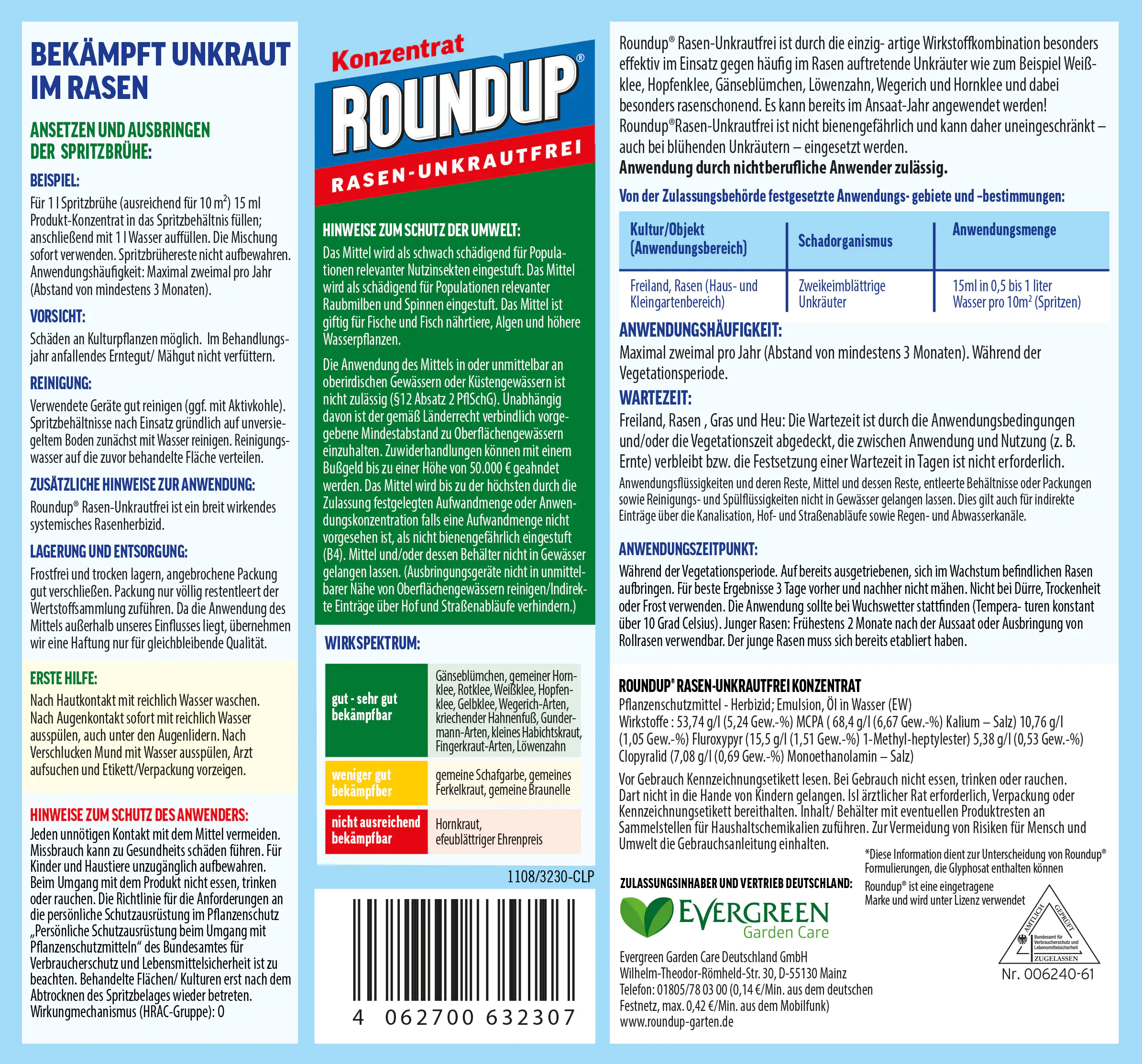 Roundup Rasen-Unkrautfrei Konzentrat 250 ml