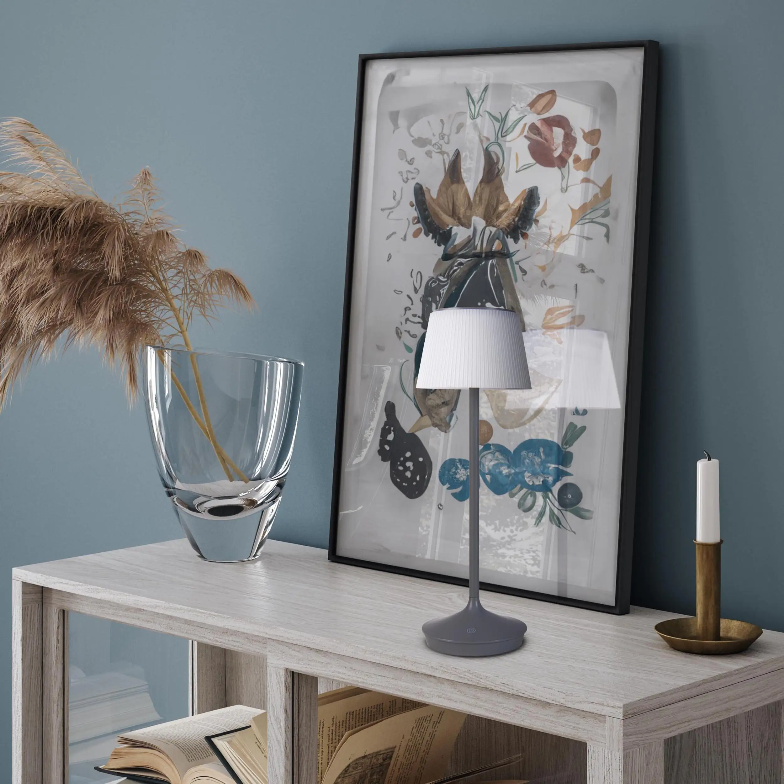 Light & More Solar-Tischleuchte Emmi grau 38 x 13 cm