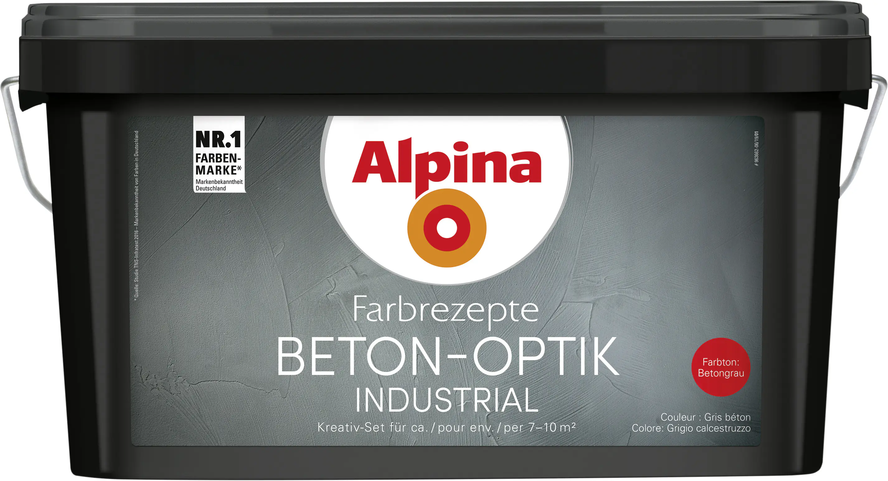 Alpina Farbrezepte Wandfarbe Beton-Optik 3 L Basis & 1 L Finish dunkelgrau