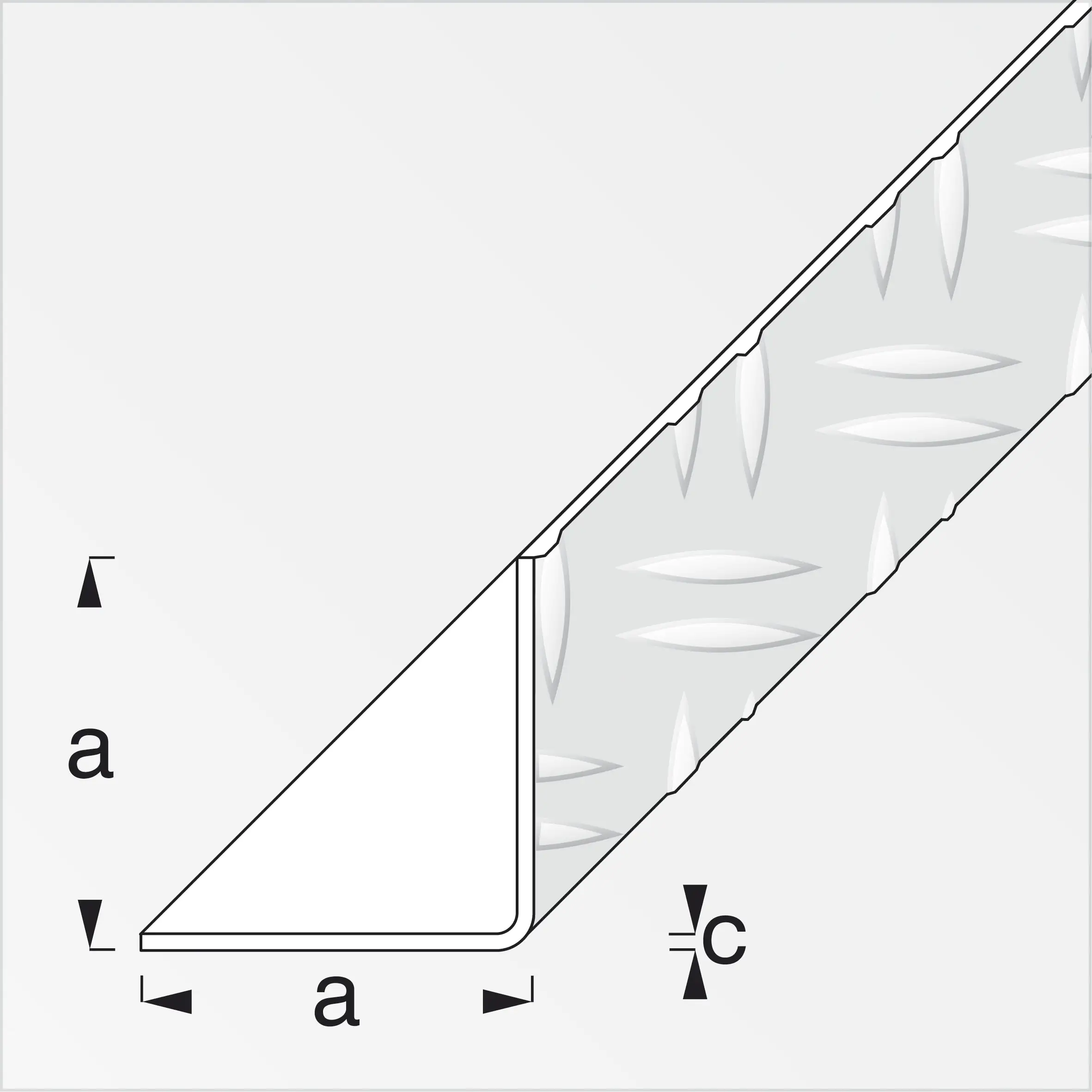 alfer Winkel 1 m, 46.9 x 46.9 mm Aluminium roh blank