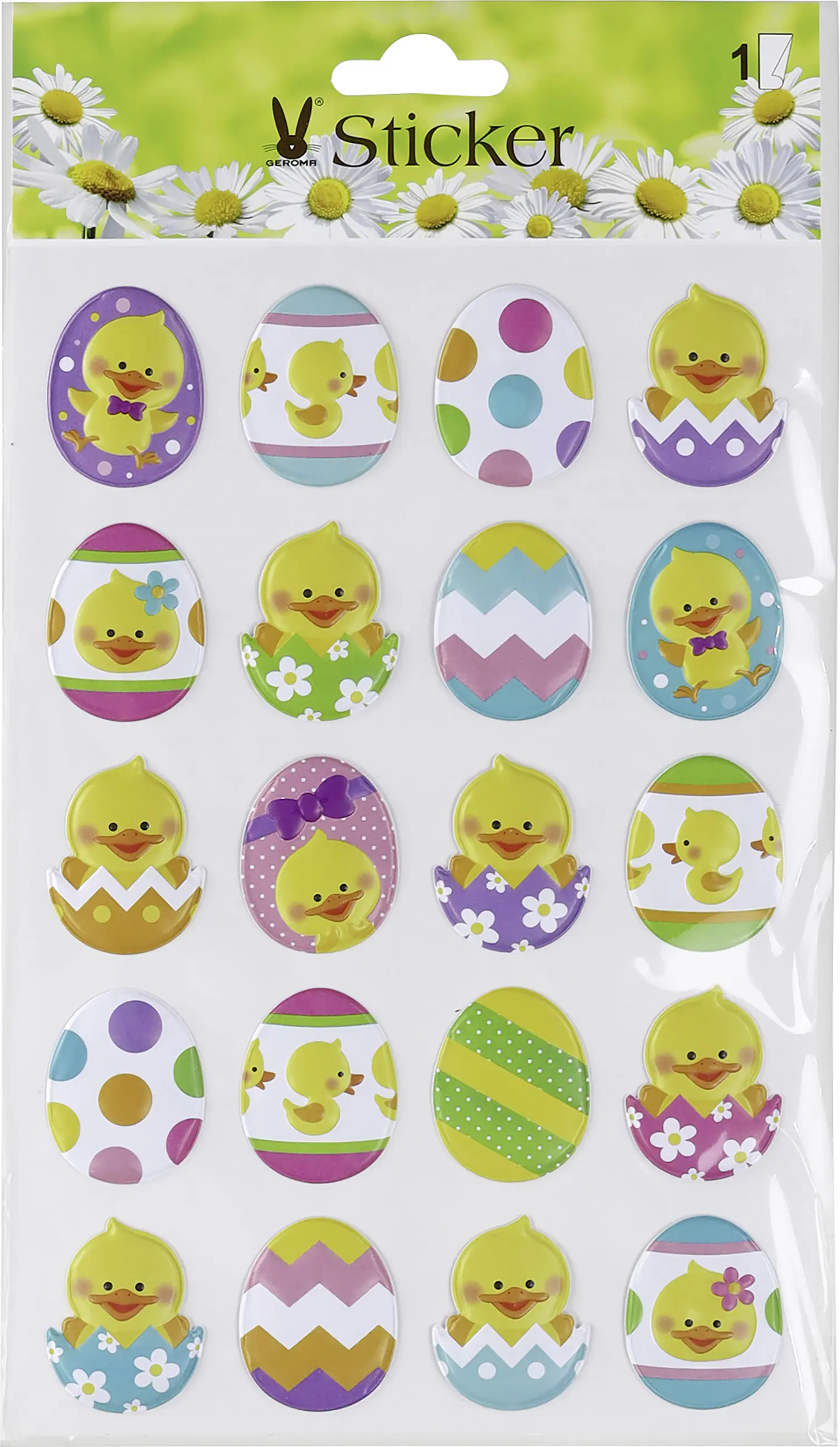 Sticker 3D Küken & Ei 3,5 cm bunt