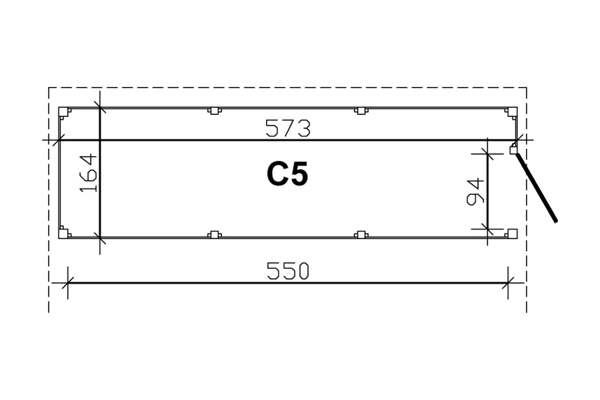 SKAN HOLZ Abstellraum C5 573x164cm, Profilschalung, lasiert in Nussbaum