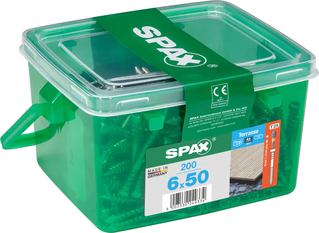 Spax Terrassenschrauben 6.0 x 50 mm TX 25 - 200 Stk. Spax Terrassenschrauben 6.0 x 50 mm TX 25 - 200 Stk.