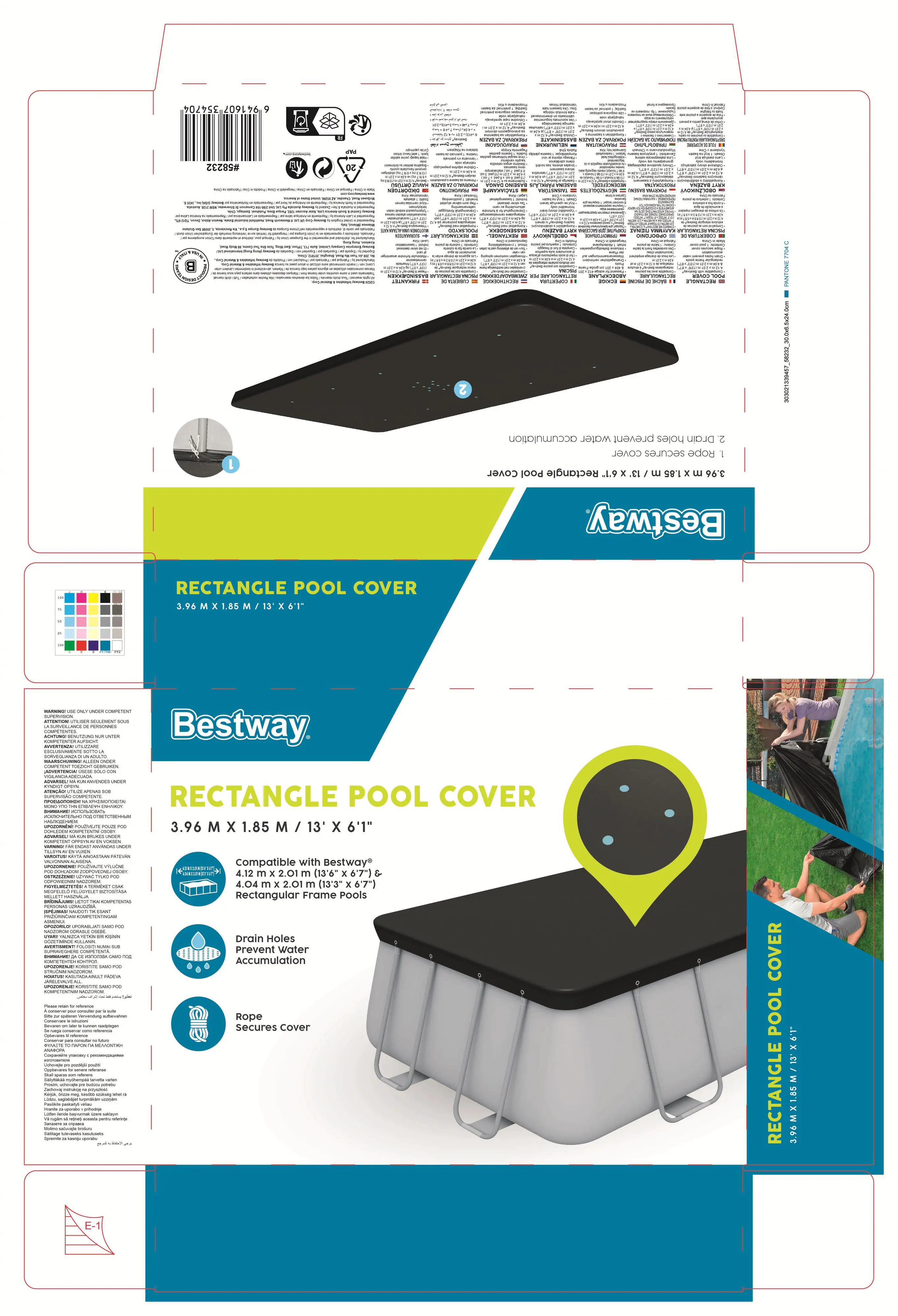 Bestway Flowclear PVC-Abdeckplane Maße: 396 x 185 / 412 x 201 cm Bestway Flowclear PVC-Abdeckplane Maße: 396 x 185 / 412 x 201 cm