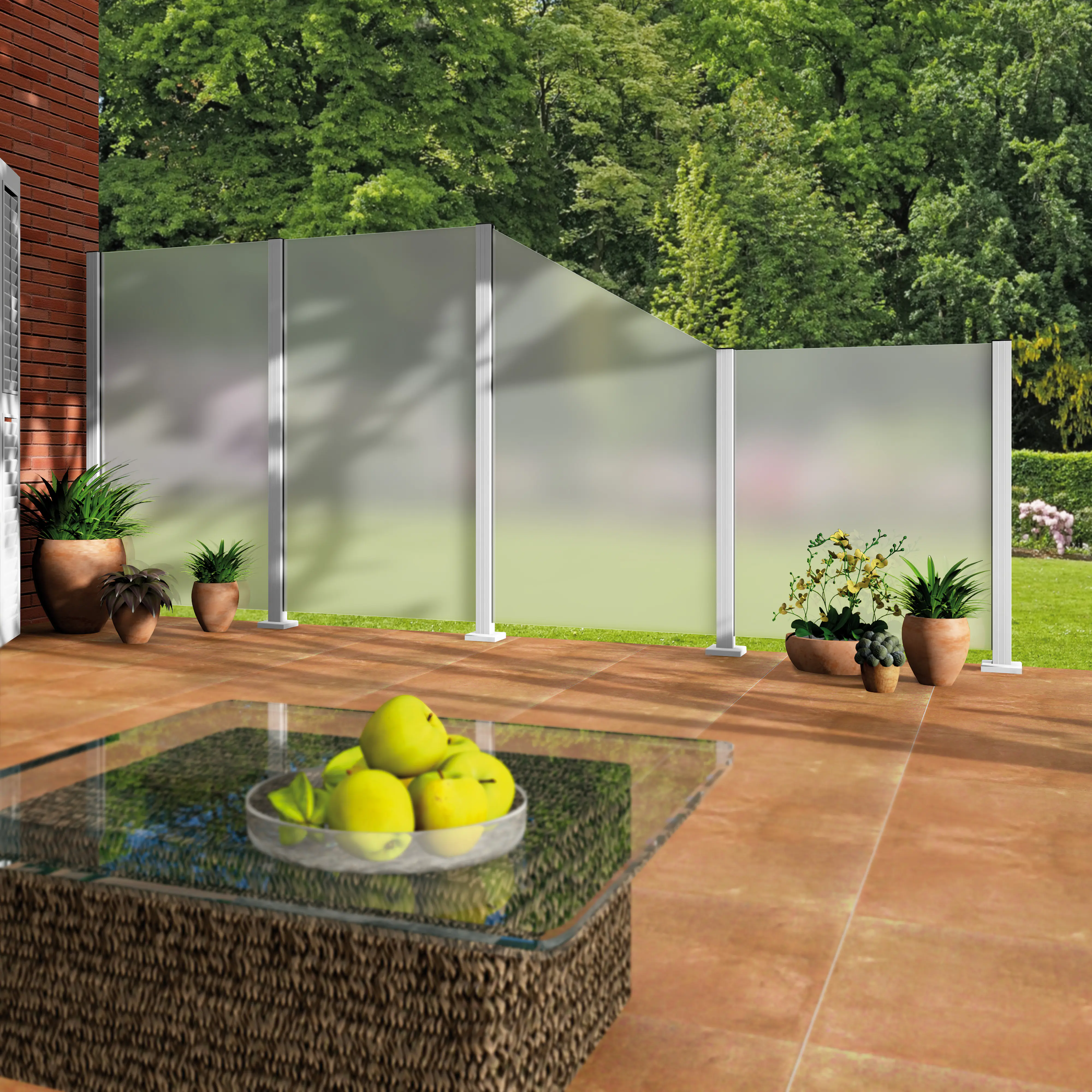 Ambiente Glaszaun Grundset Klarglas mit Siebdruck 187 x 107,2 cm weiß Ambiente Glaszaun Grundset Klarglas mit Siebdruck 187 x 107,2 cm weiß