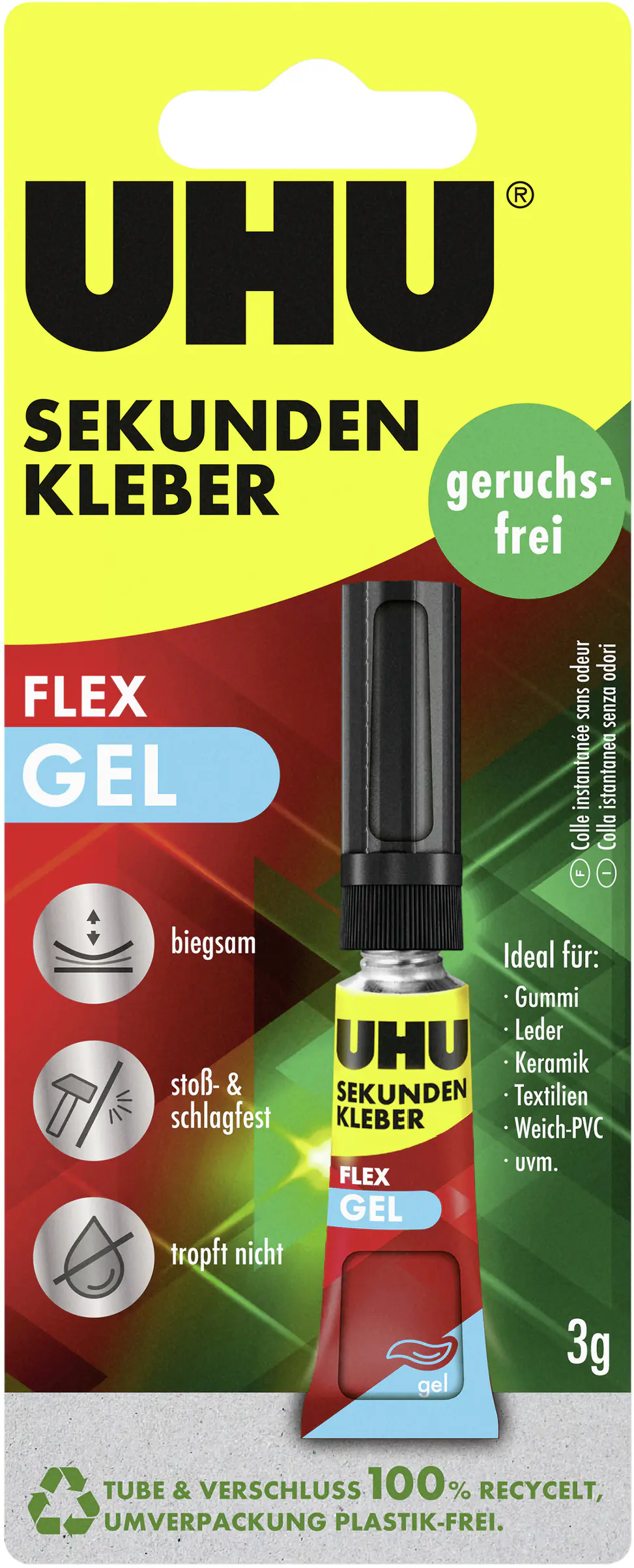 UHU Sekunden Alleskleber geruchsfrei Superflex Gel 3 g
