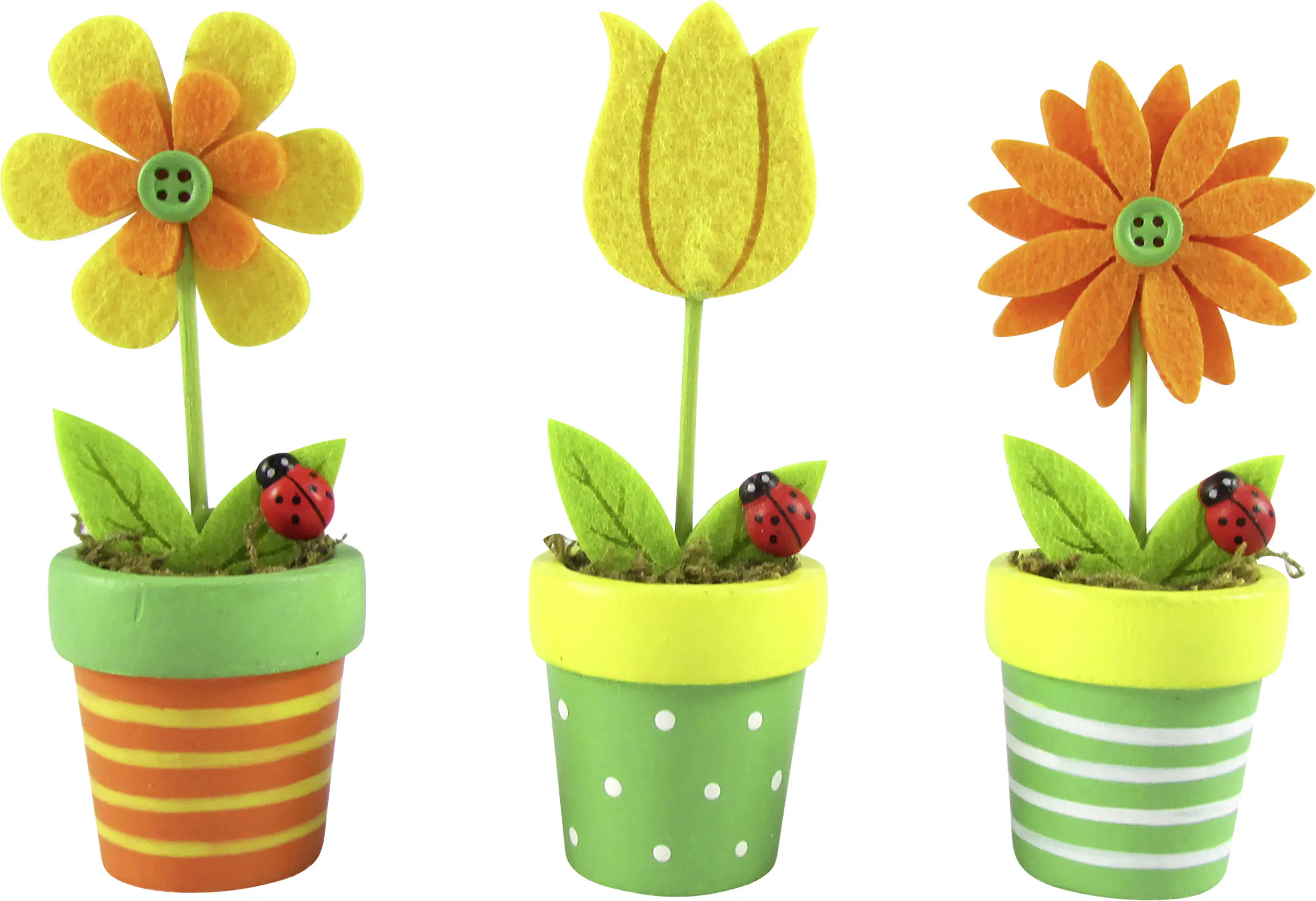 Deko-Aufsteller Blumen im Topf Filz 12 cm bunt