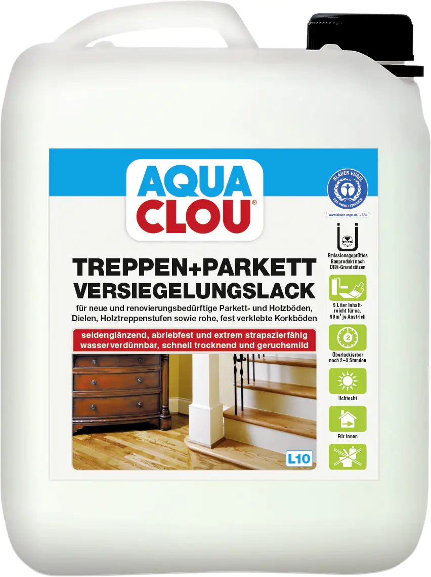 4007141049451 Aqua Clou Treppen-Parkettlack L10 5 L seidenglänzend