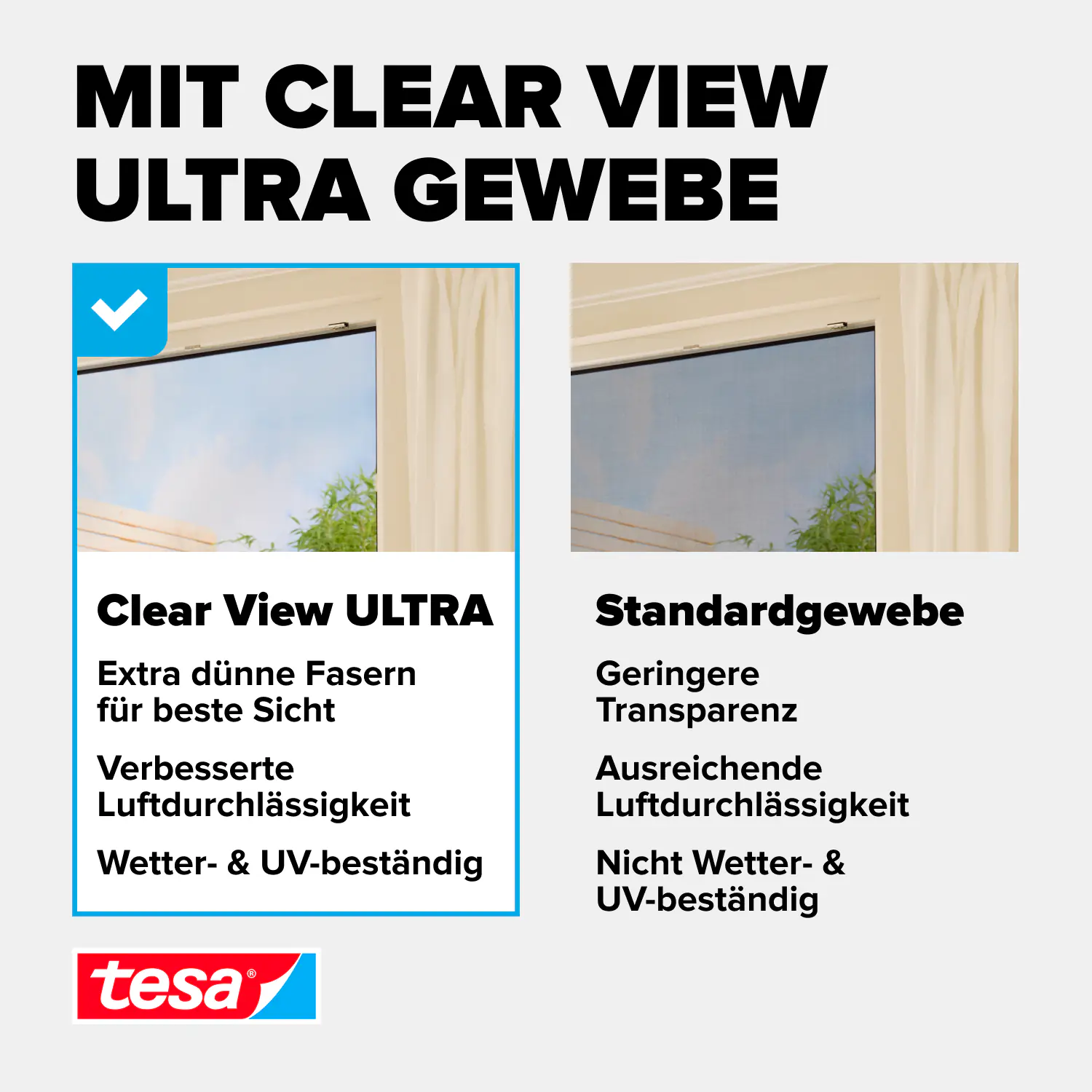 tesa Fliegenschutz-Fenster FALT 80 x 80 - 140 x 140 cm weiß/weiß