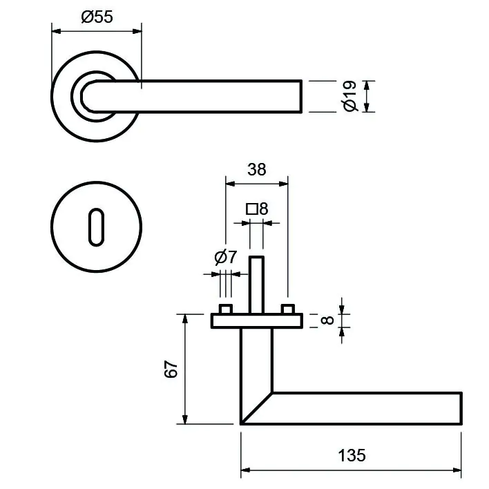 Alpertec BB-Rosettengarnitur Solid 10 Edelstahl silber rund