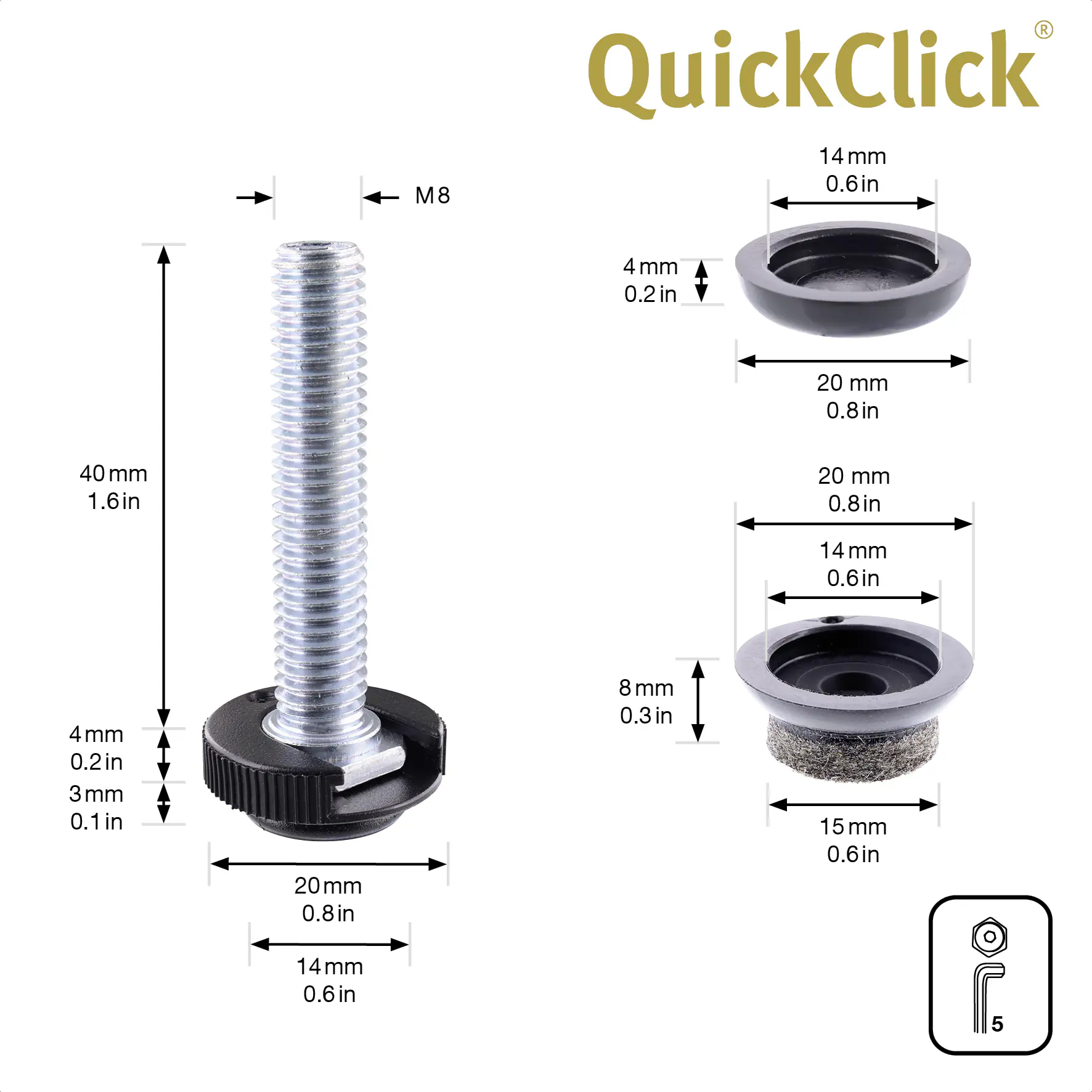 Wagner Möbelfuß Justus Kunststoff Ø 2 x 4 cm schwarz 4 Stück