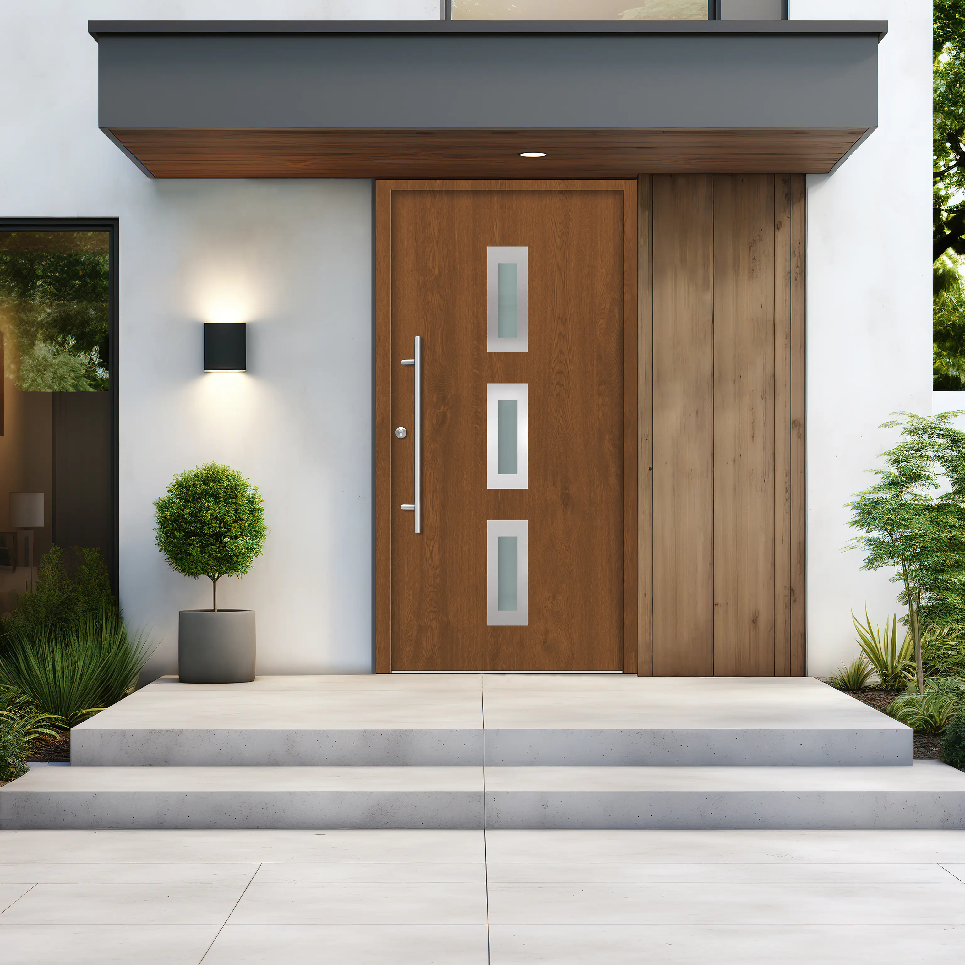 Splendoor Haustür Passivedoor Premium B02 Golden Oak DIN Links 110 x 210 cm