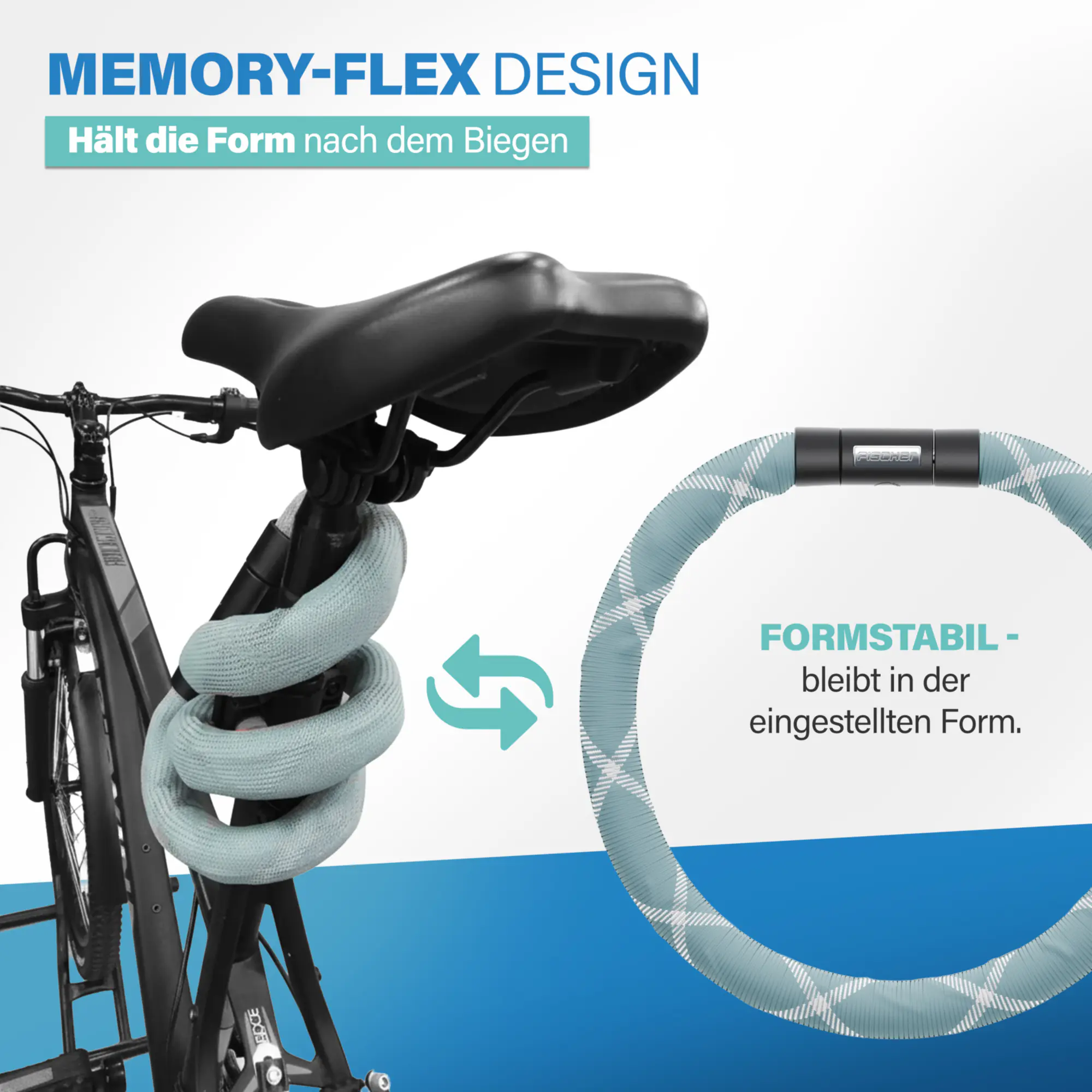 Fischer Kettenschloss Fahrrad Silence Ck100/32 100 cm x Ø 6 mm mint