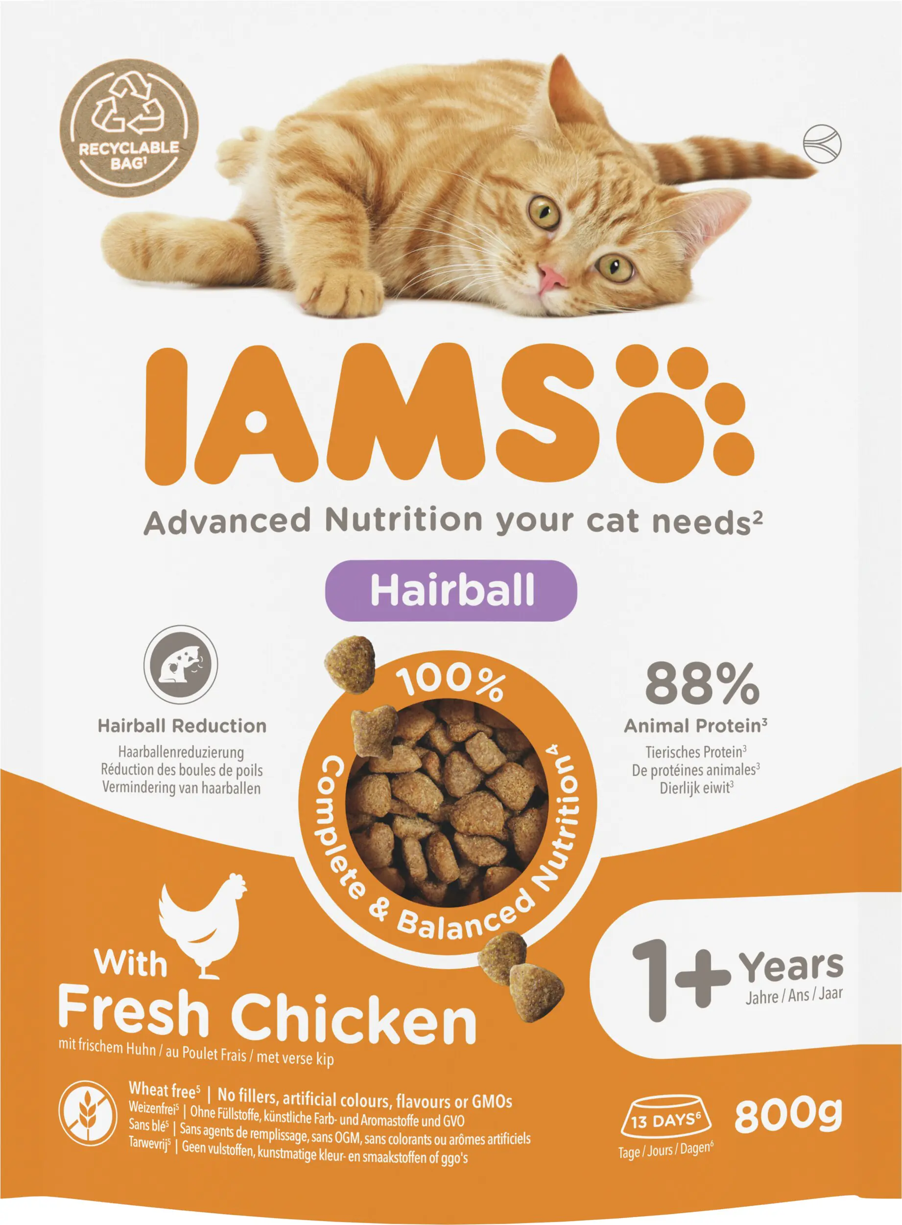 Iams Vital Hairball Katzentrockenfutter Adult & Senior 800 g Huhn