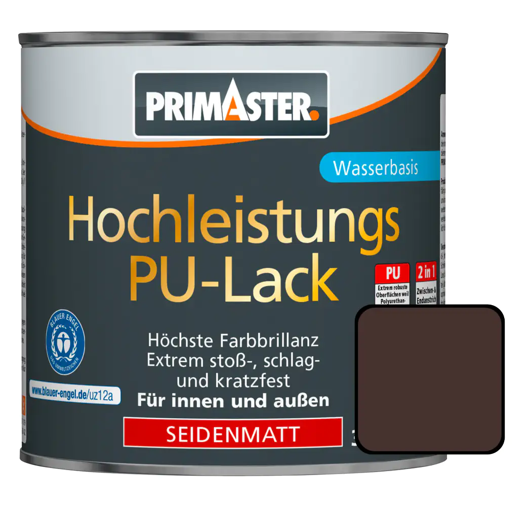 Primaster Hochleistungs-PU-Lack RAL 8017 750 ml 2in1 schokoladenbraun seidenmatt Primaster Hochleistungs-PU-Lack RAL 8017 750 ml 2in1 schokoladenbraun seidenmatt