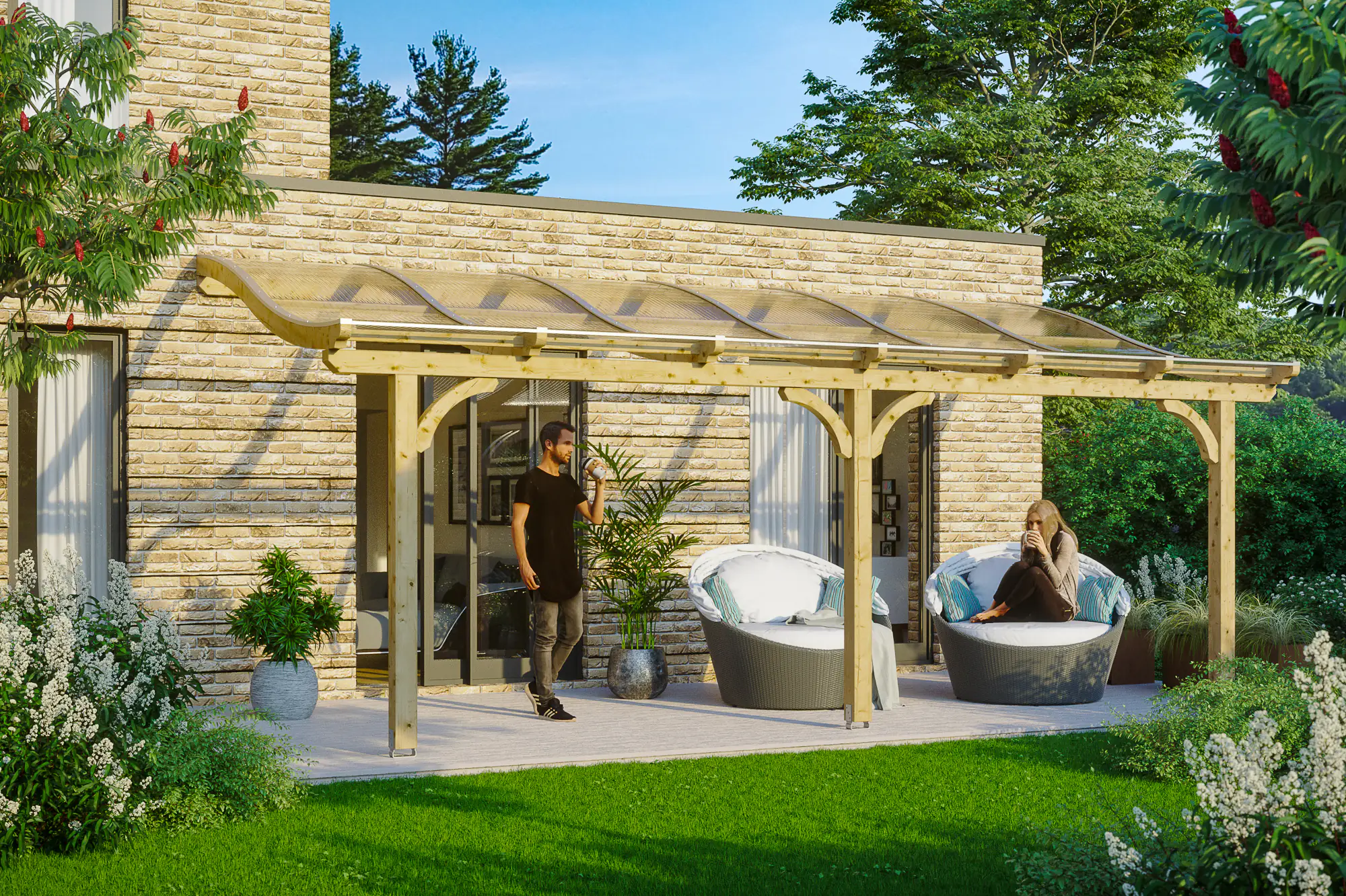 SKAN HOLZ Terrassenüberdachung Venezia 648 x 289 cm, Leimholz, natur