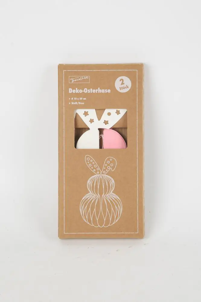 TrendLine Dekoaufsteller Osterhase Papier Ø 10 x 20 cm weiß/rosa 2er Set