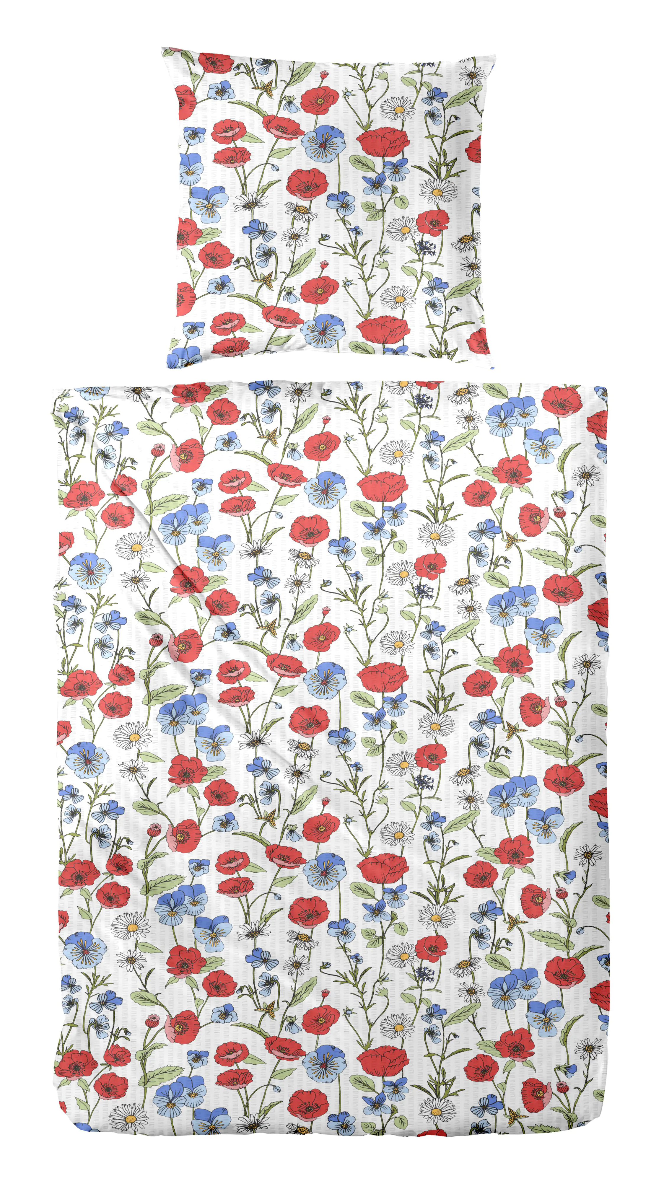 Vario Bettwäsche Baumwolle Seer Blumen rot-blau 135 x 200 cm Vario Bettwäsche Baumwolle Seer Blumen rot-blau 135 x 200 cm