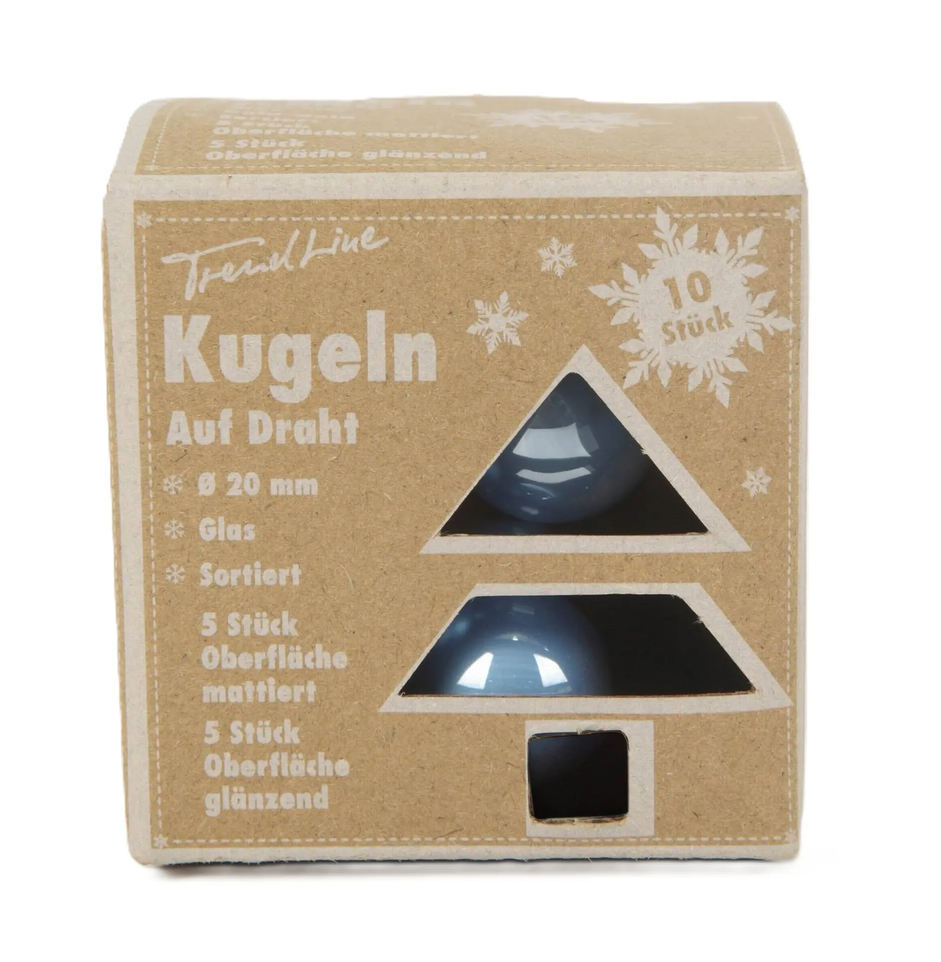 TrendLine Weihnachtskugeln aus Glas auf Draht Ø 2 cm sky blue 10 Stück 