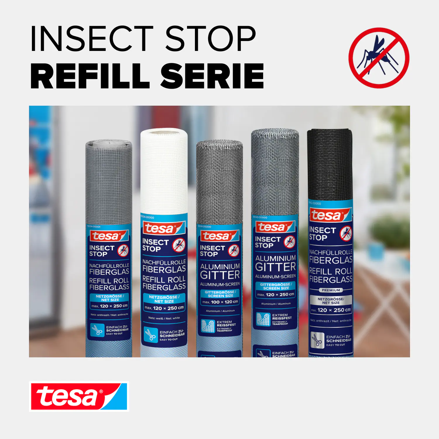 tesa Insektenschutz-Gitter Ersatzarolle anthrazit 120 x 250 cm