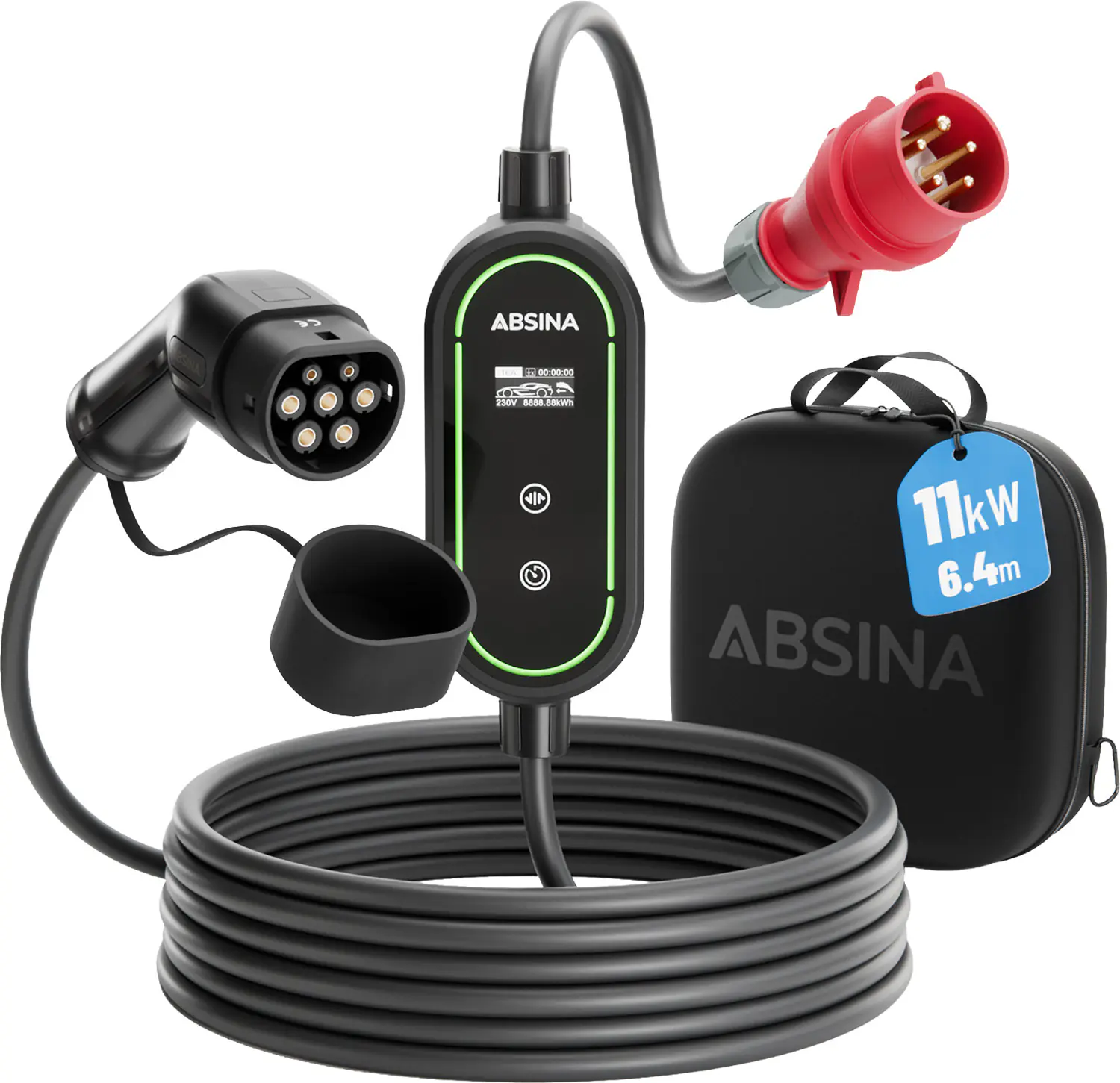 Absina mobile Ladestation Wallbox Typ 2 11 kW 6,4 m Kabel