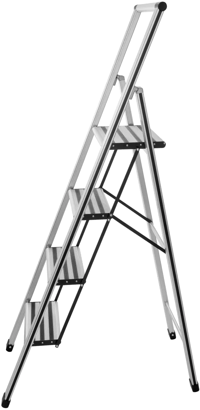 Wenko Trittleiter klappbar Sicherheitsleiter mit 4 rutschsicheren XXL-Stufen 2,80 m 