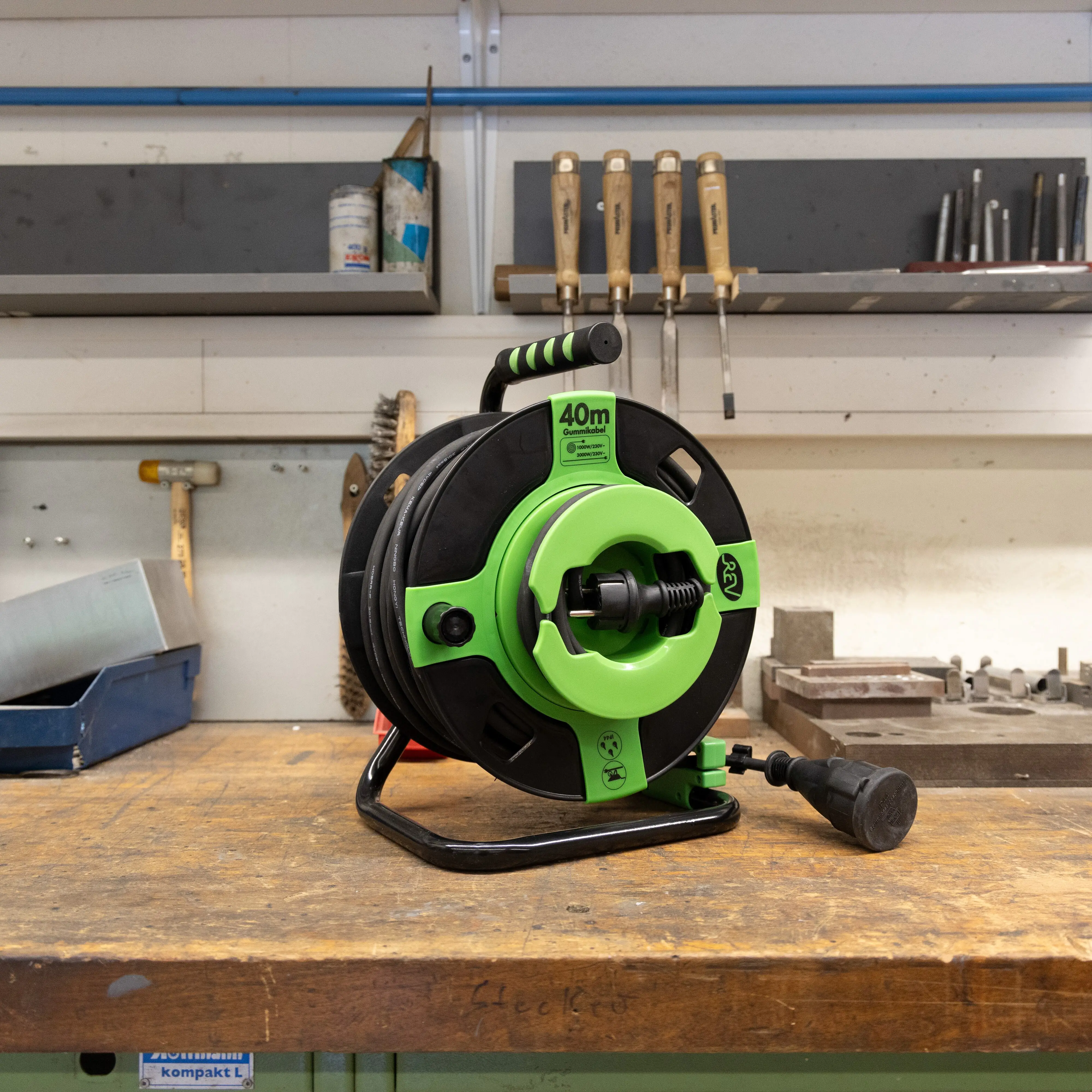 REV Kabeltrommel 40m H05RR-F3 G 1,5 mm² Kunststoff schwarz grün REV Kabeltrommel 40m H05RR-F3 G 1,5 mm² Kunststoff schwarz grün