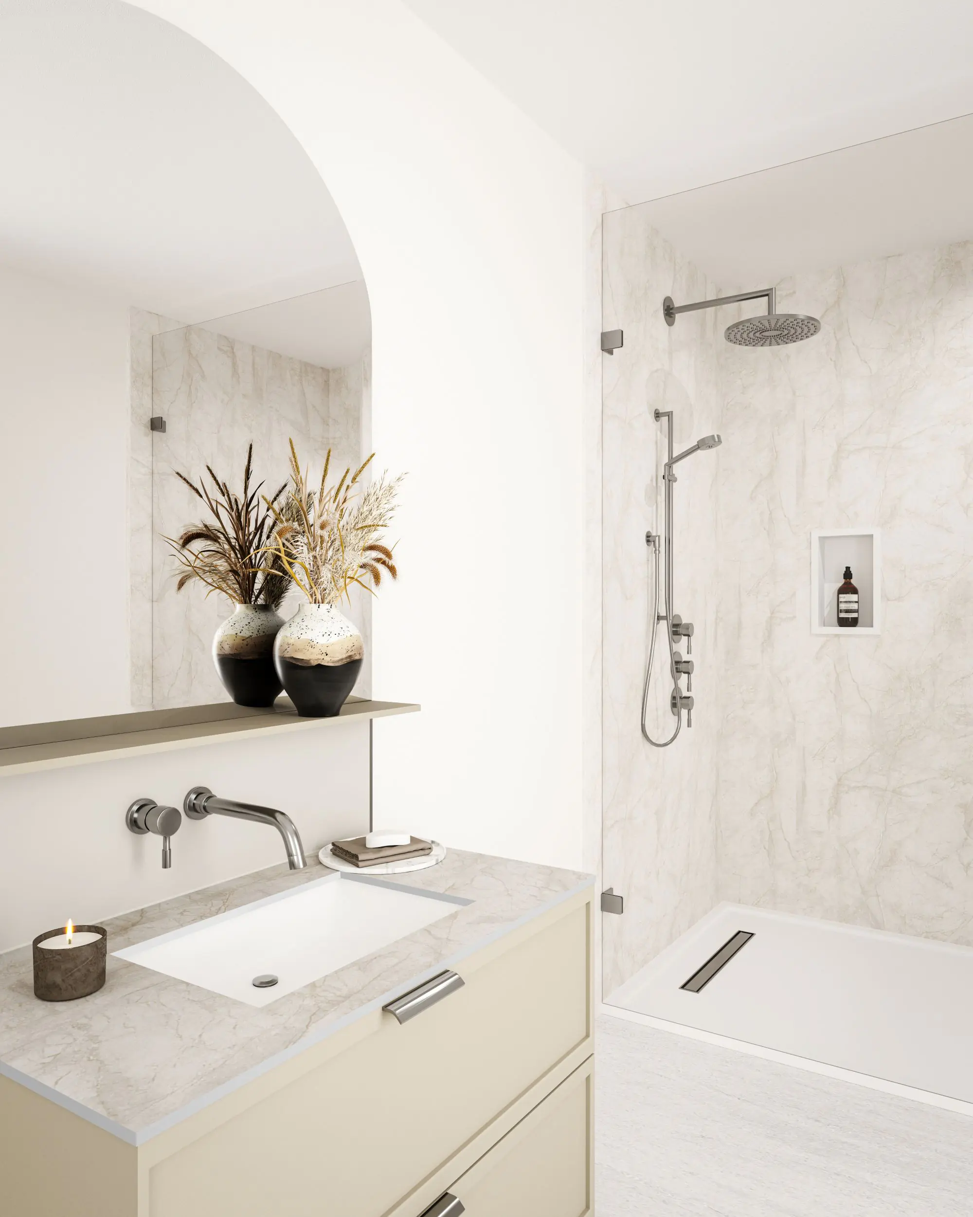 Wetwall Elite Wandpaneel  Himalayan Marble 120 x 260 cm mit Nut & Feder
